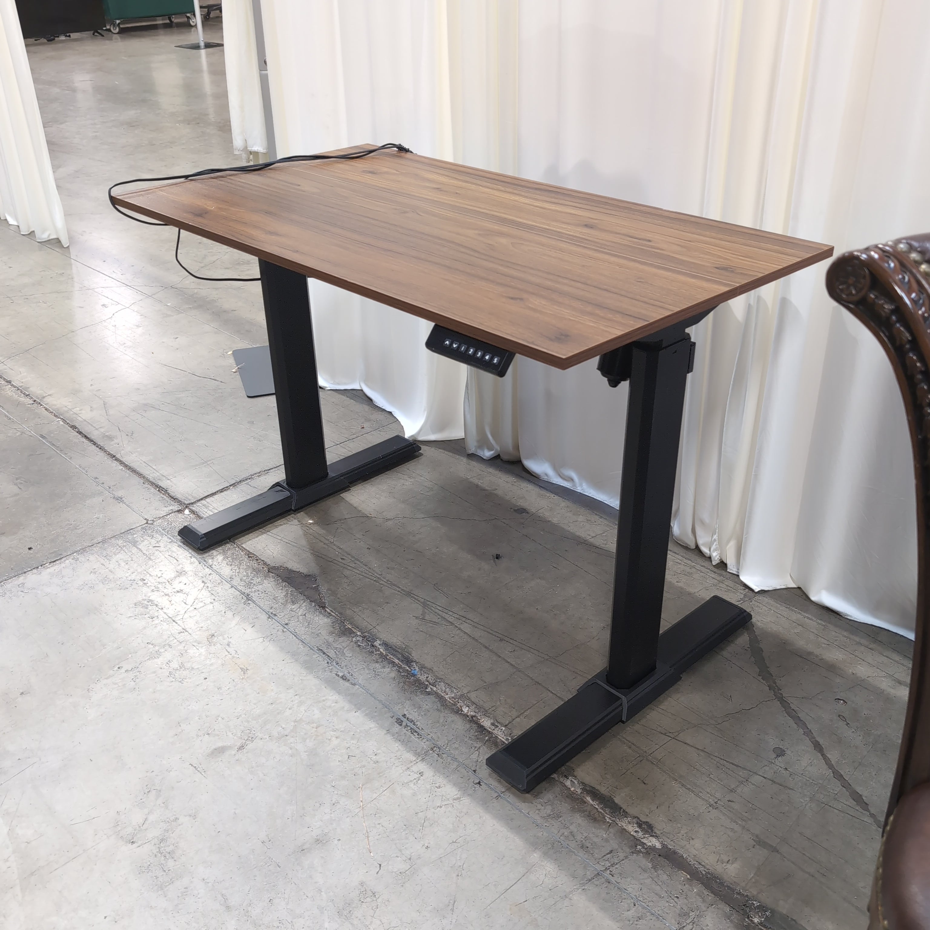 Brown Wood-Look Adjustable Height Desk with Presets