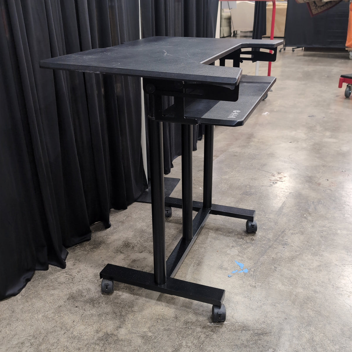 Black Two-Tier Rolling Computer Desk