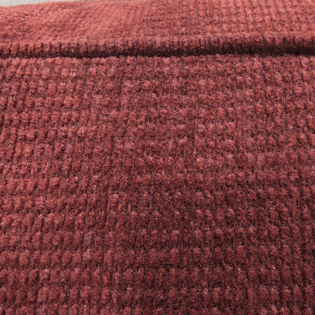 Deep Red Three-Seat Couch in Textured Fabric