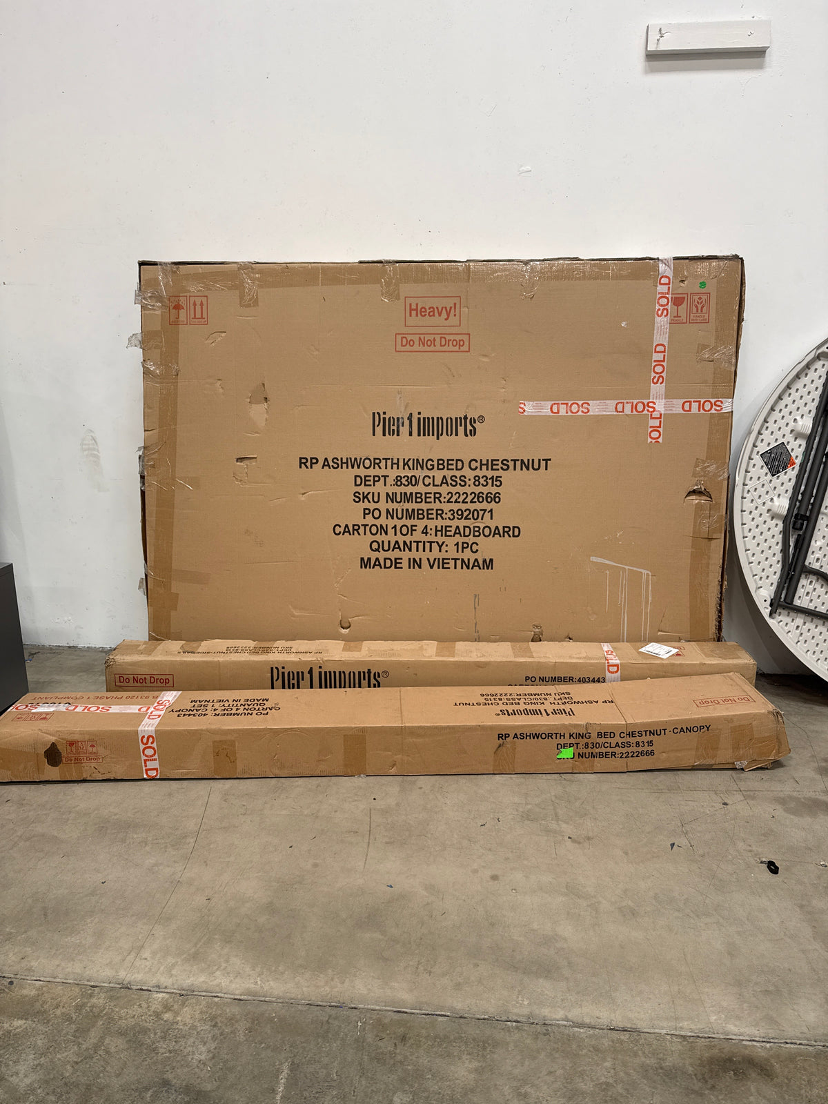 Incomplete Chestnut Pier 1 Ashworth King Poster Bed - Parts Only (Boxes 1, 3, 4)