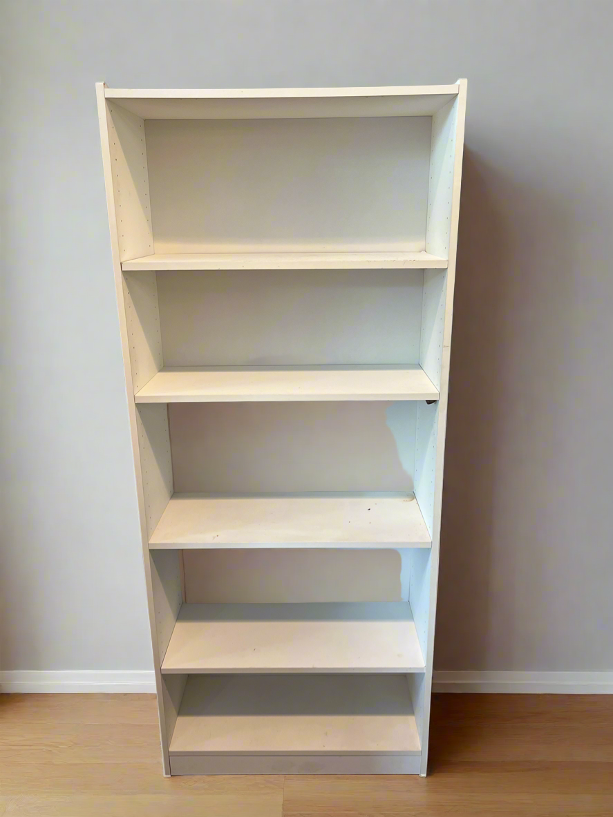Tall White 5-Shelf Bookcase
