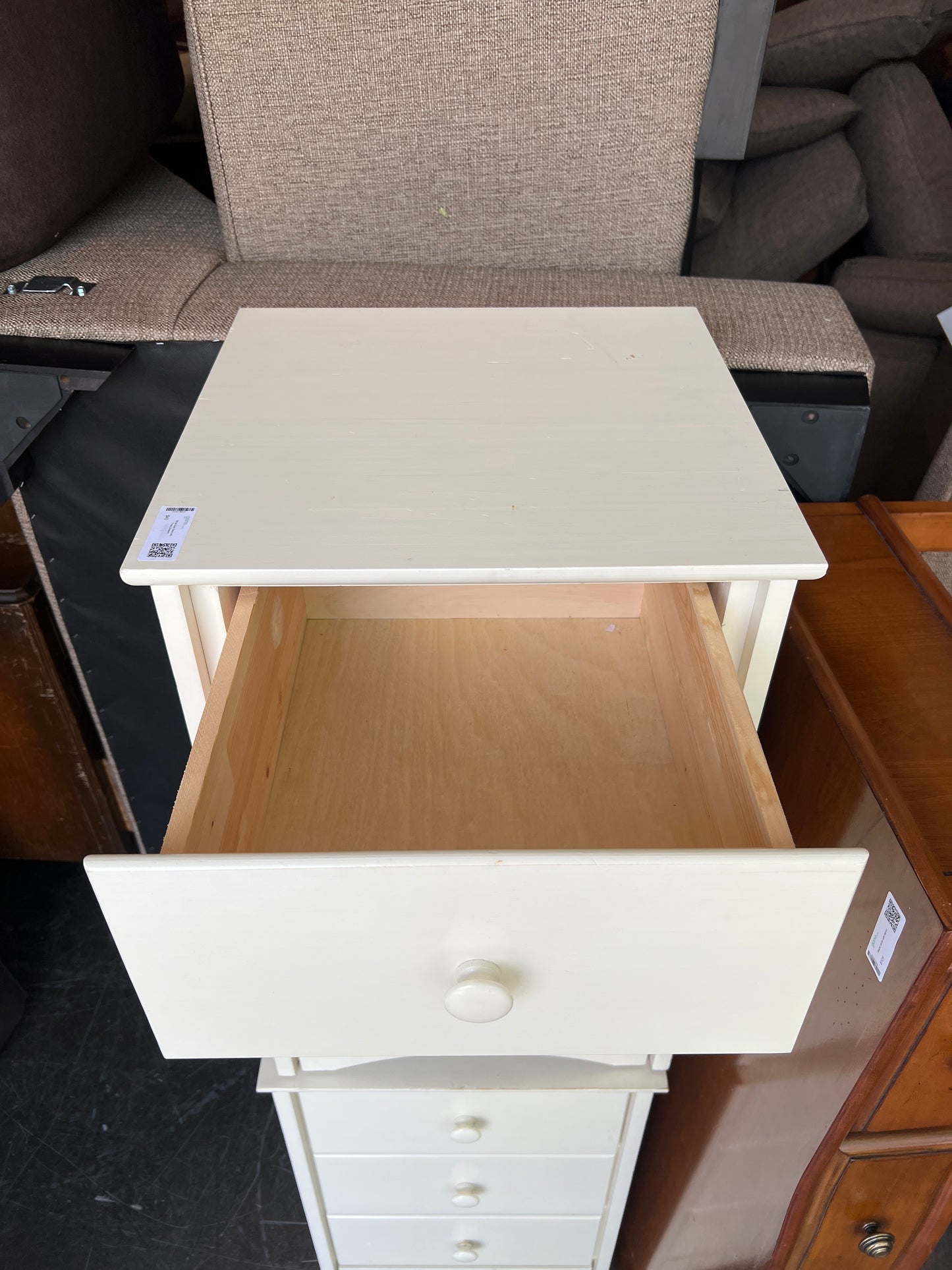 White Side Table with Three Drawers