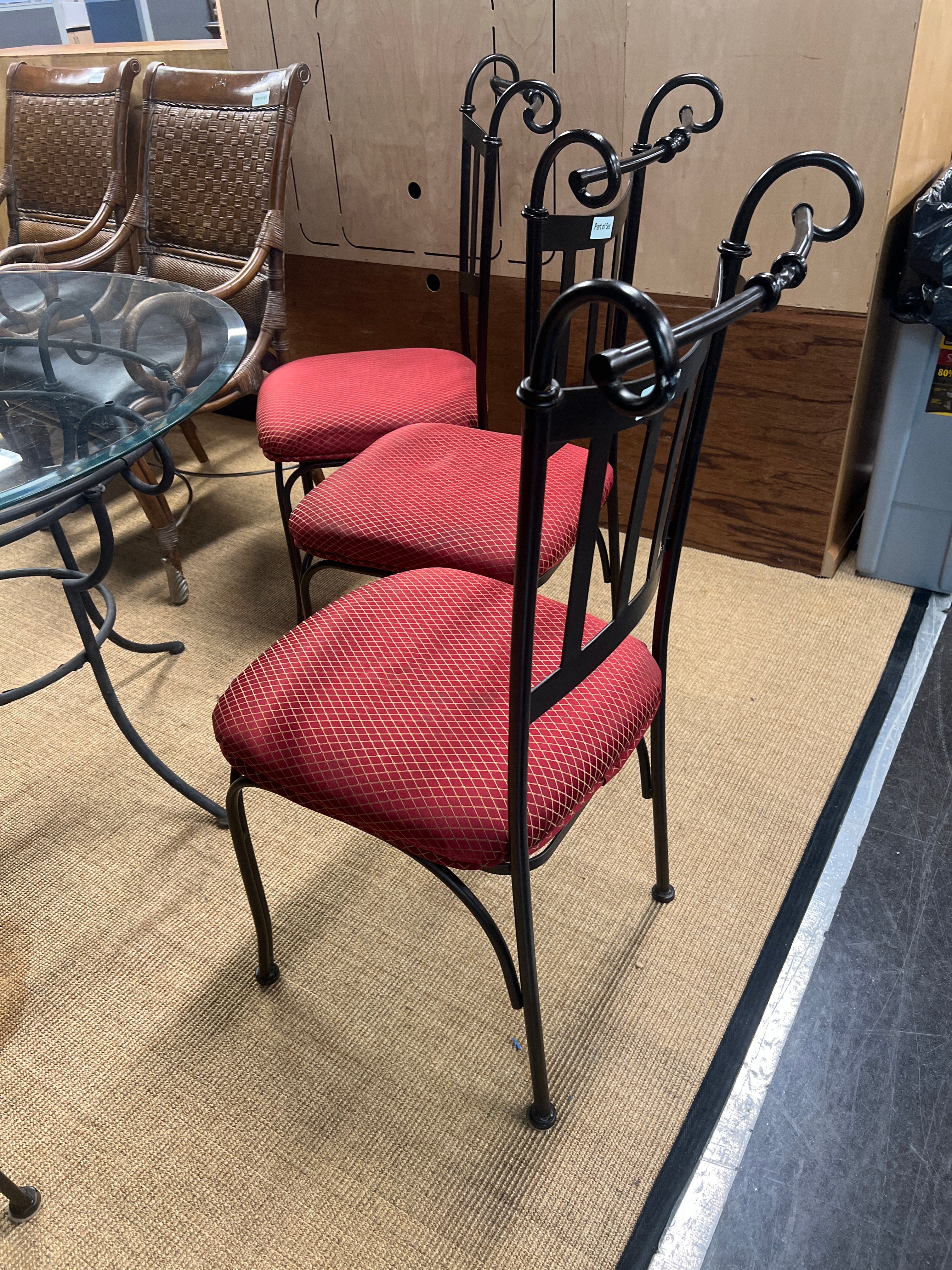Five Piece Patio Dining Set: Round Glass Top Table and Four Chairs