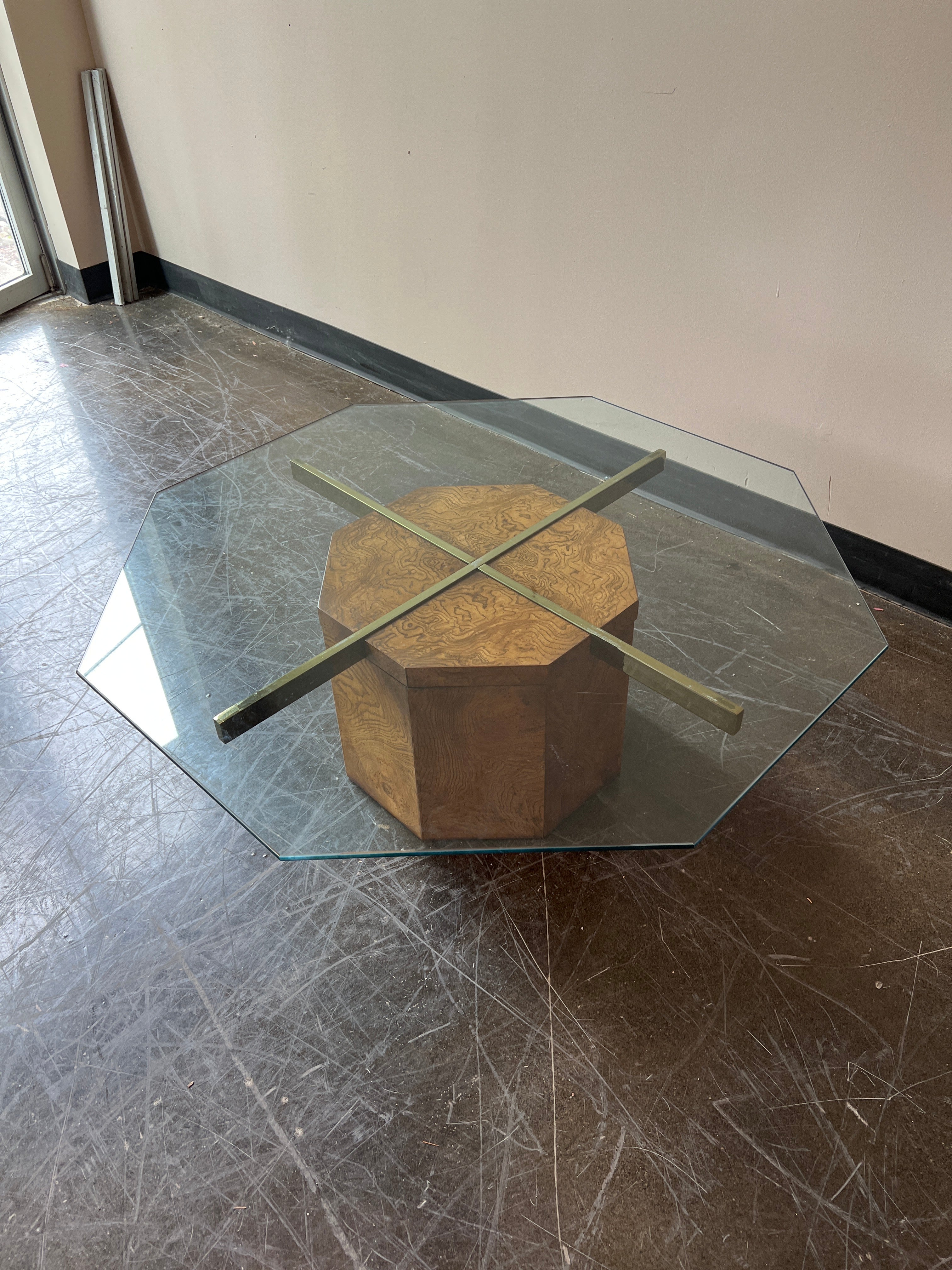 Lane Furniture Hexagon MCM Glass Top Coffee Table