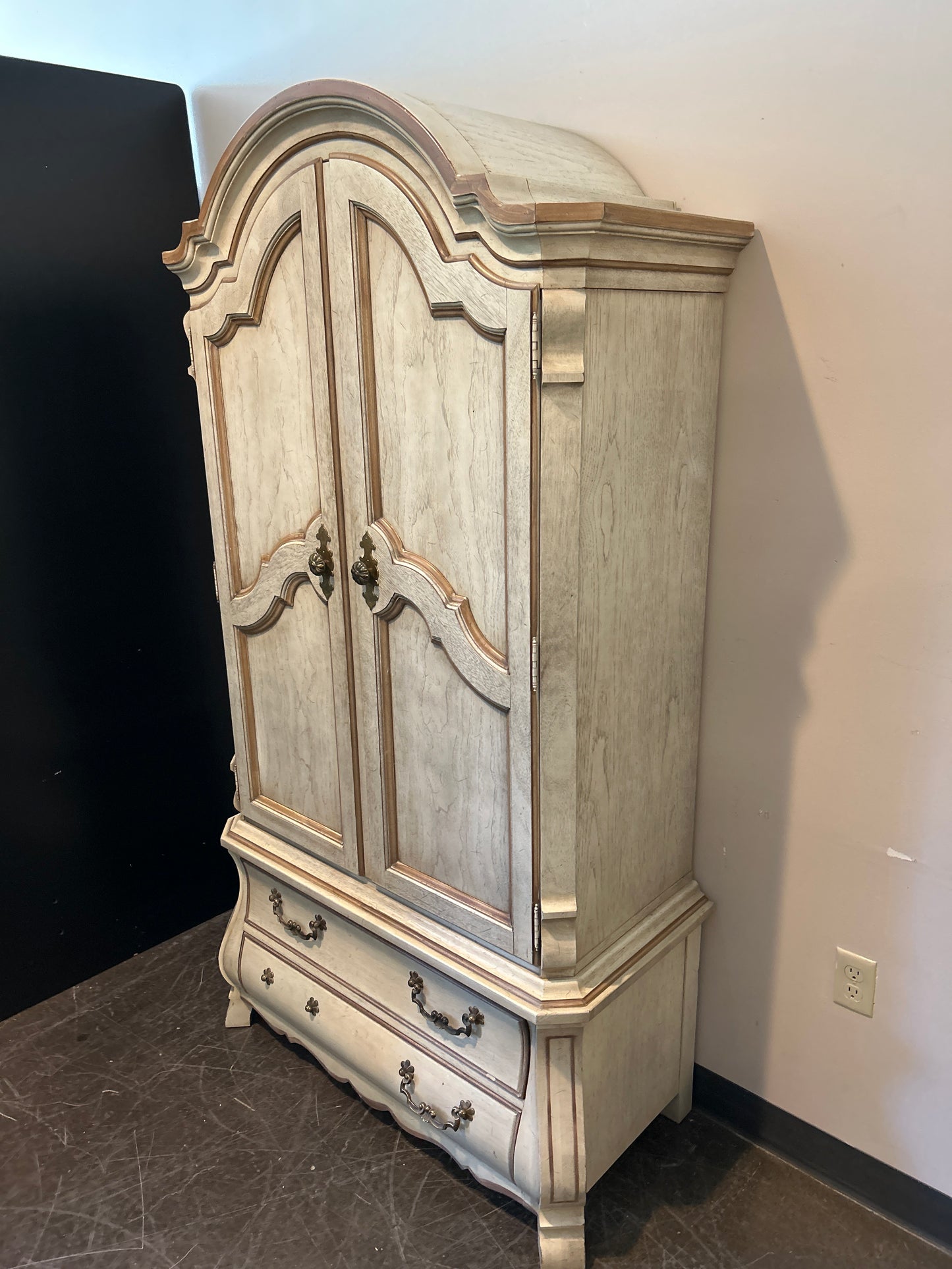 Drexel French Provincial Armoire – Distressed Finish with Drawers