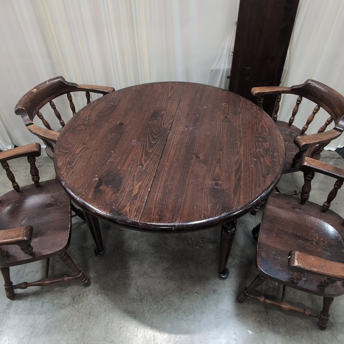 Dark Wood Round Dining Table with Spindle Chairs