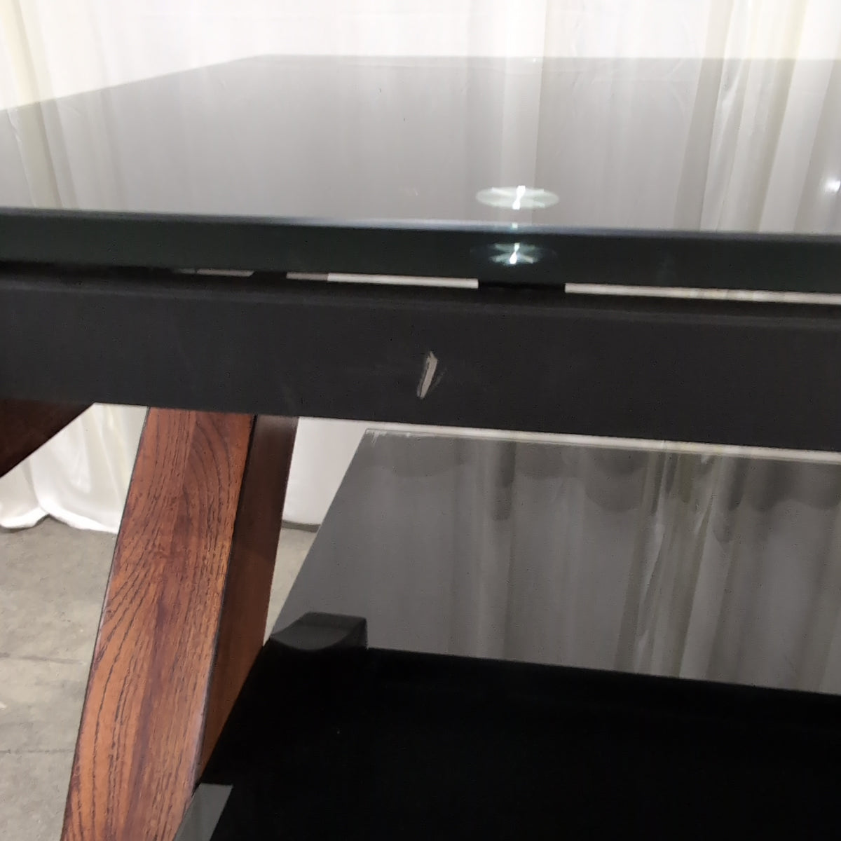 Black Glass and Wood TV Stand with Mount