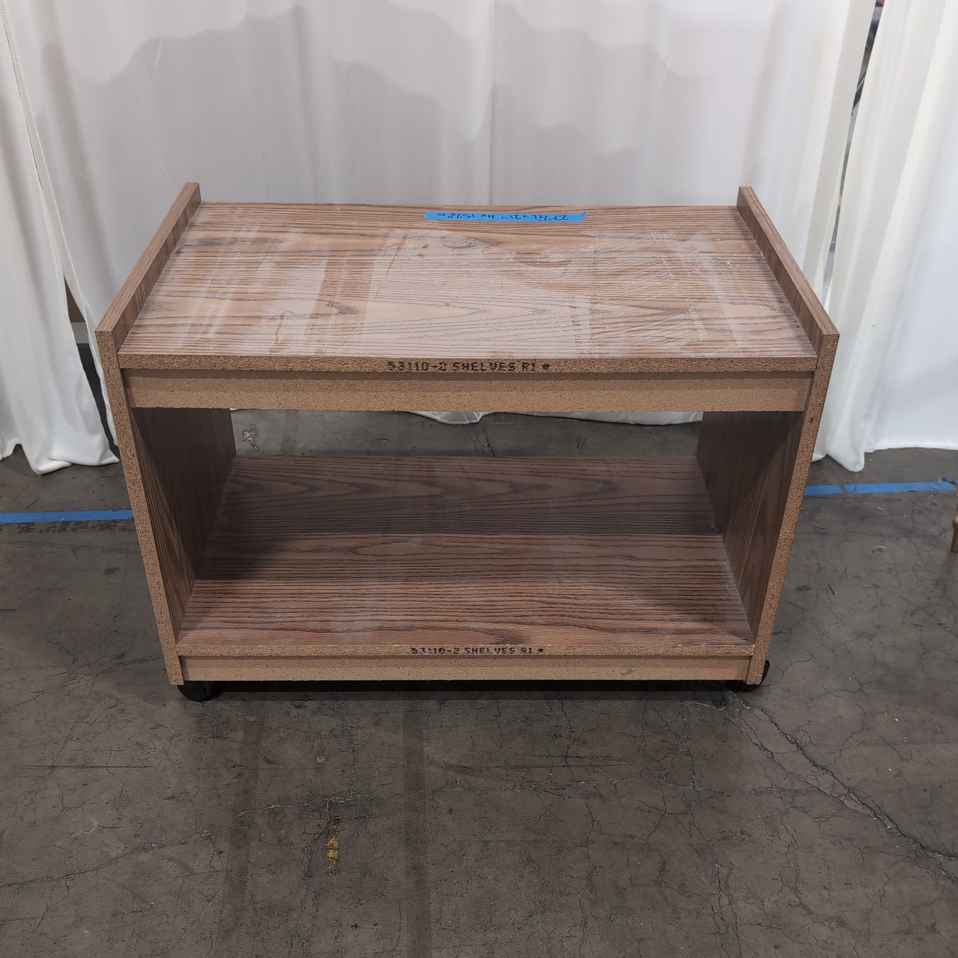 Oak Finish Open Shelf TV Stand