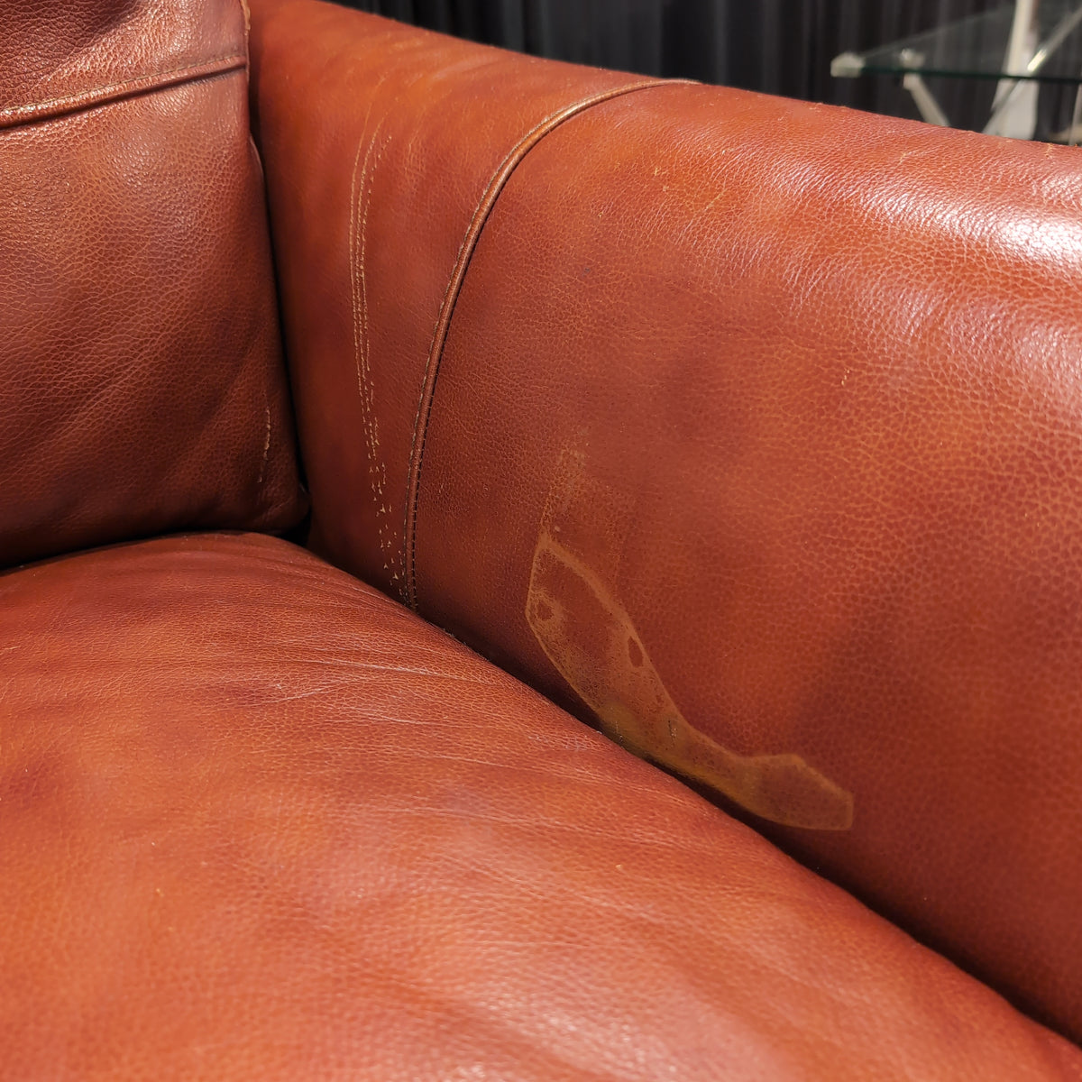 Cognac Leather Upholstered Armchair