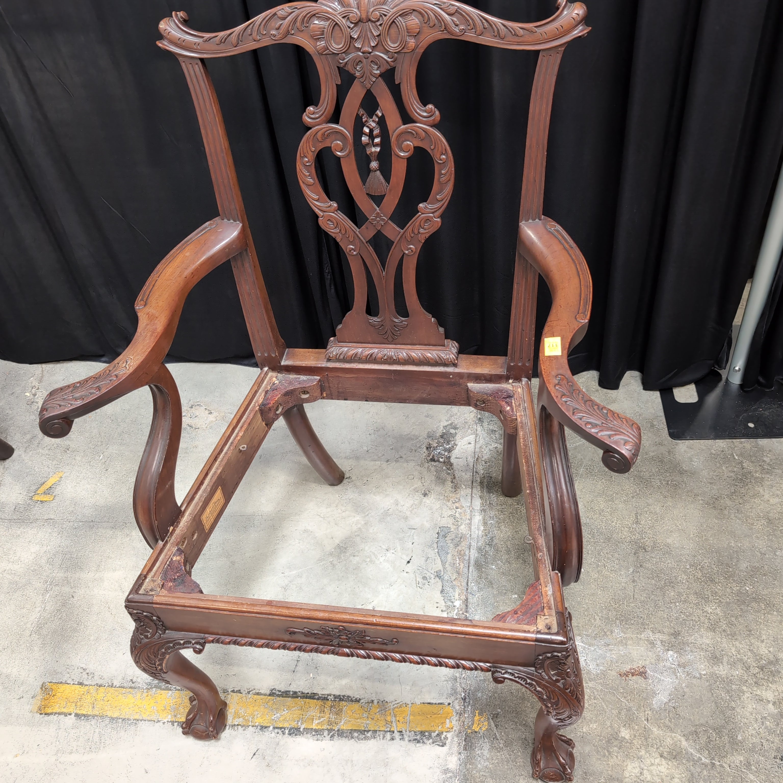 Traditional Carved Hardwood Arm Chair Frame