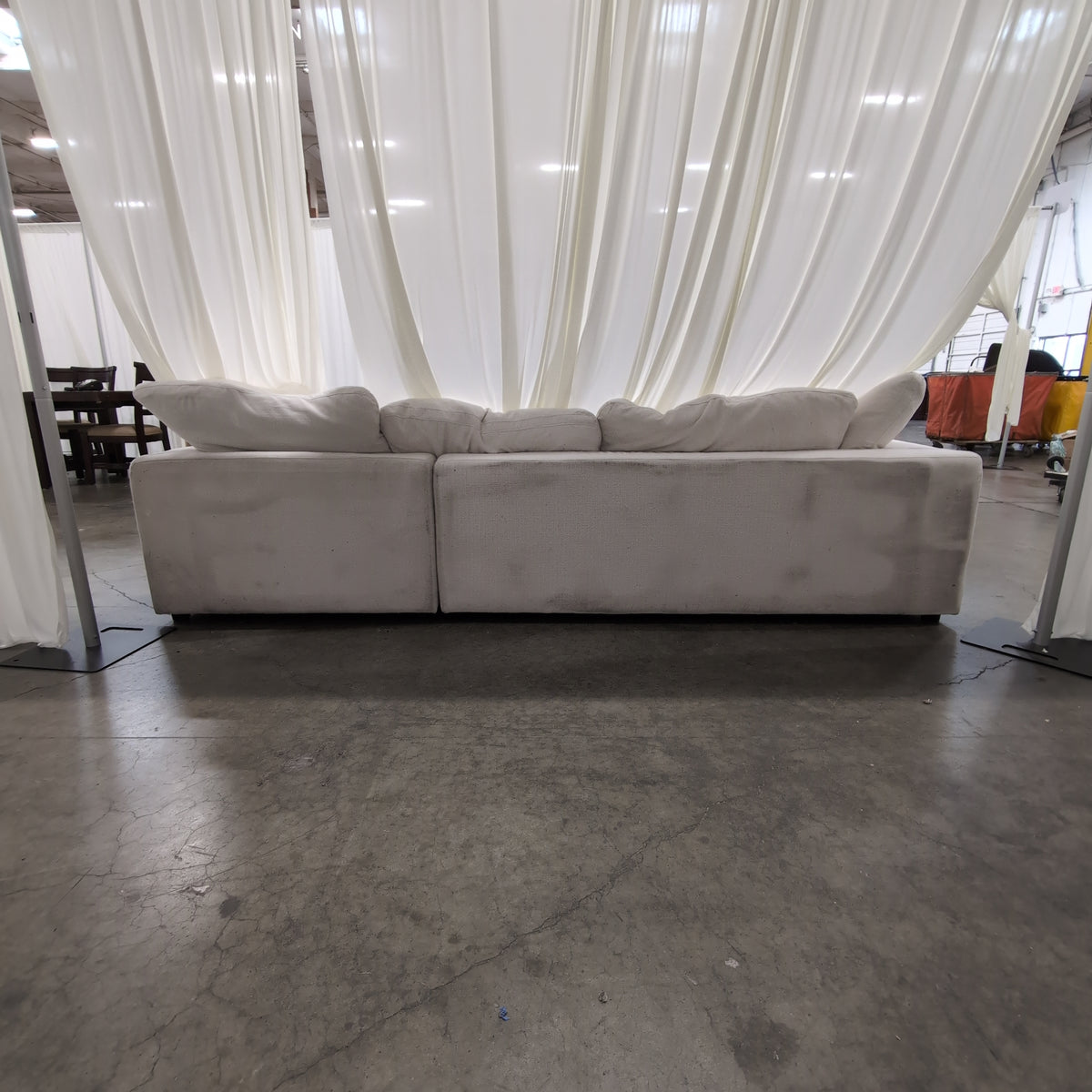 Plush White L-Shaped Sectional Couch in Fabric