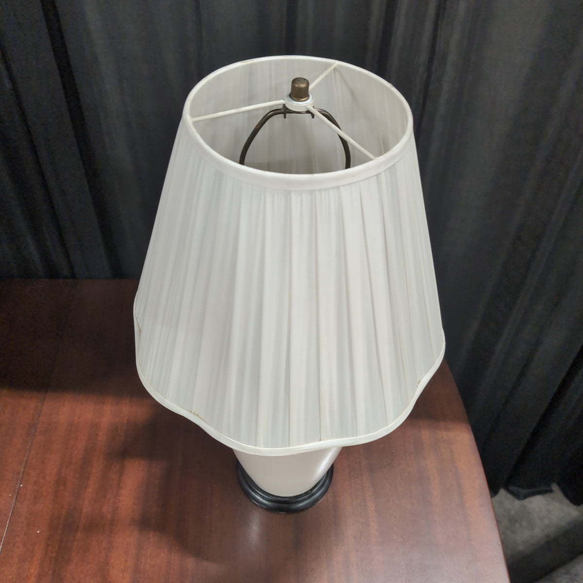 Cream Glazed Ceramic Table Lamp with Pleated Shade