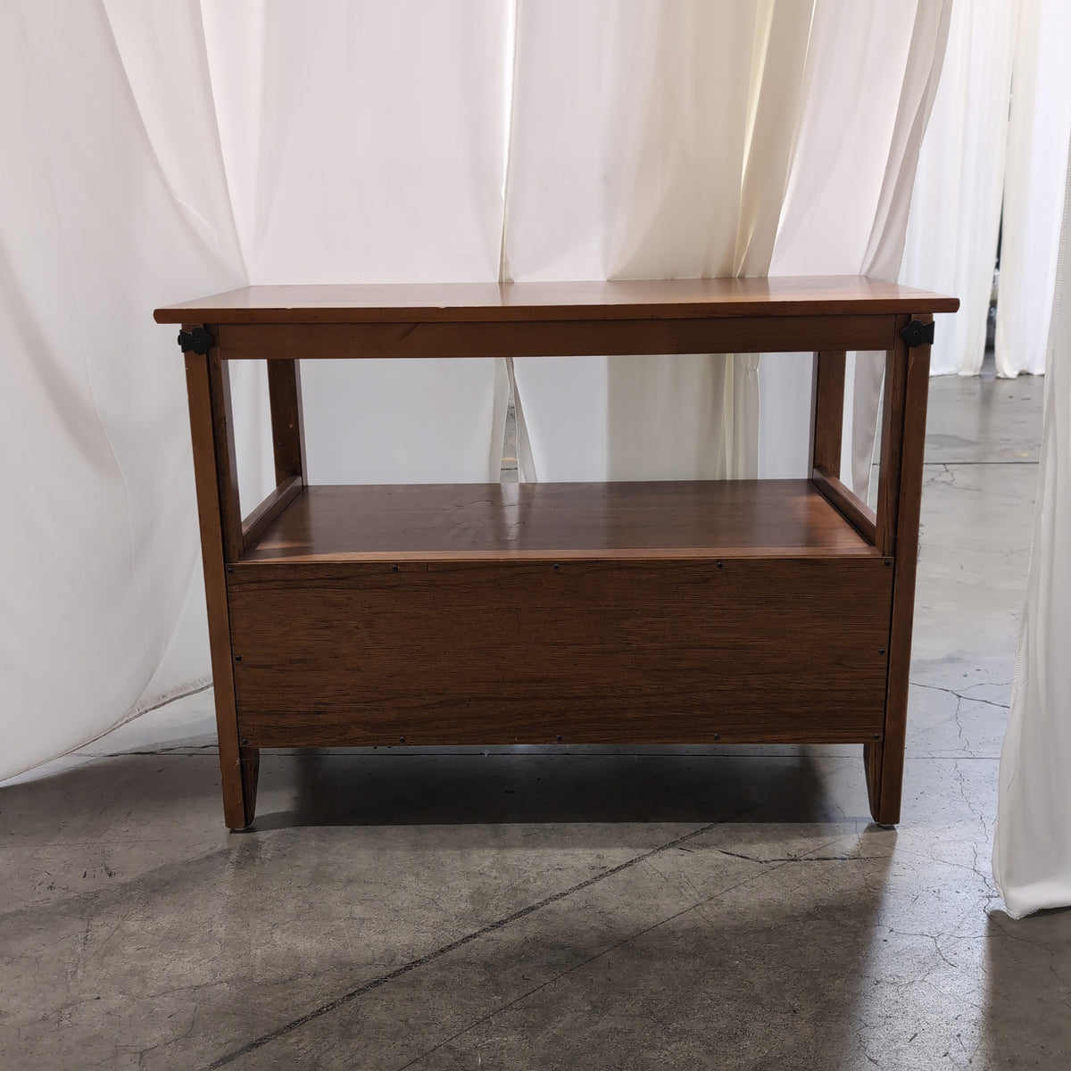 Cherry-Stained Wood End Table with Lower Shelf