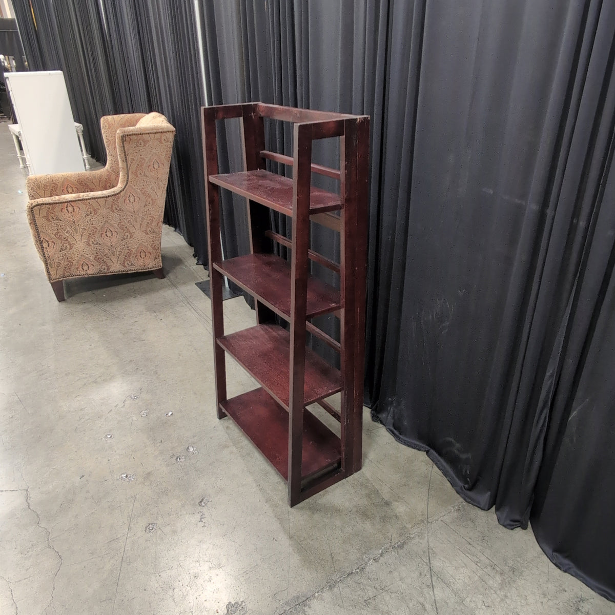 Dark Cherry Four-Shelf Ladder Bookcase in Wood