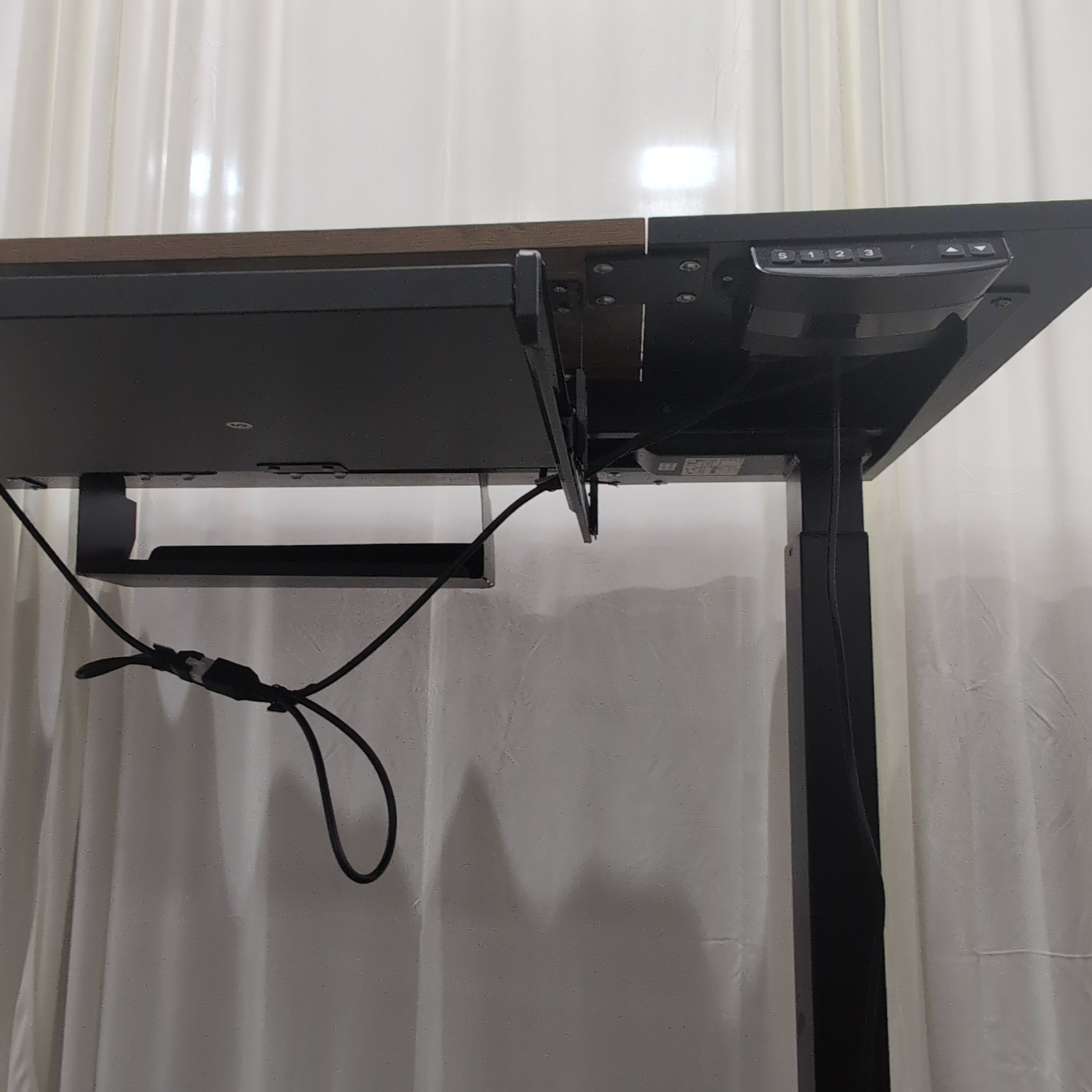 Industrial Style Two-Tone Top Desk with Black Metal Legs