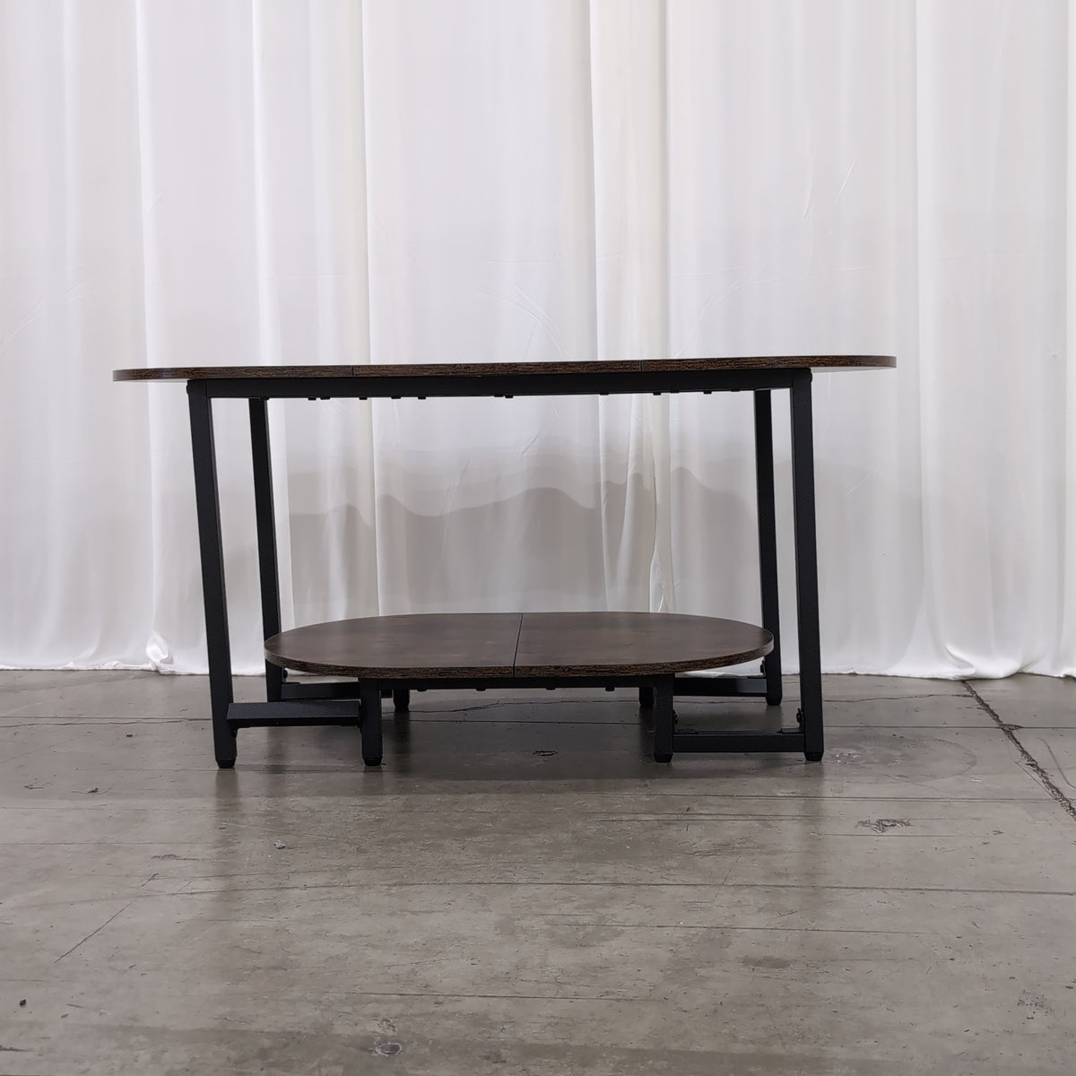 Dark Brown Oval Coffee Table with Two Tiers