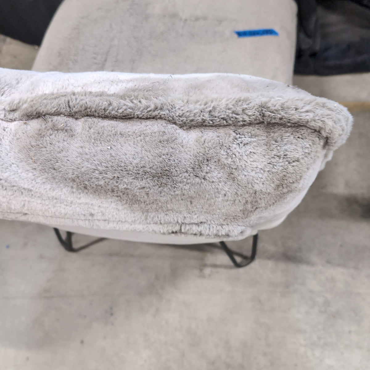 Grey Fluffy Upholstered Accent Chair with Metal Legs