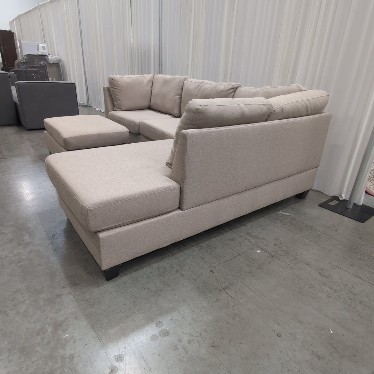 Neutral Fabric Three-Seat Couch with Removable Cushions