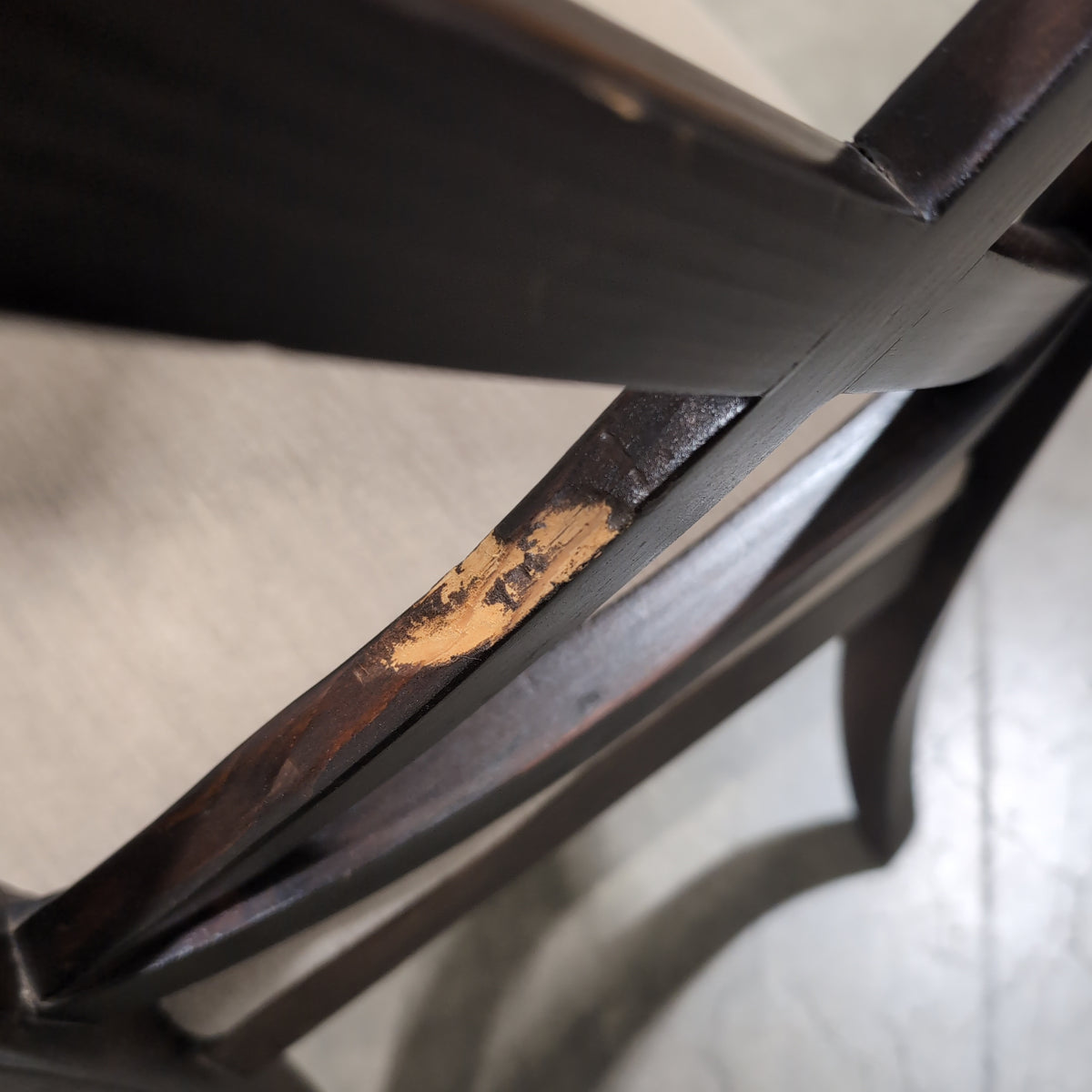 Dark Stained Wood Dining Table with Extension Mechanism