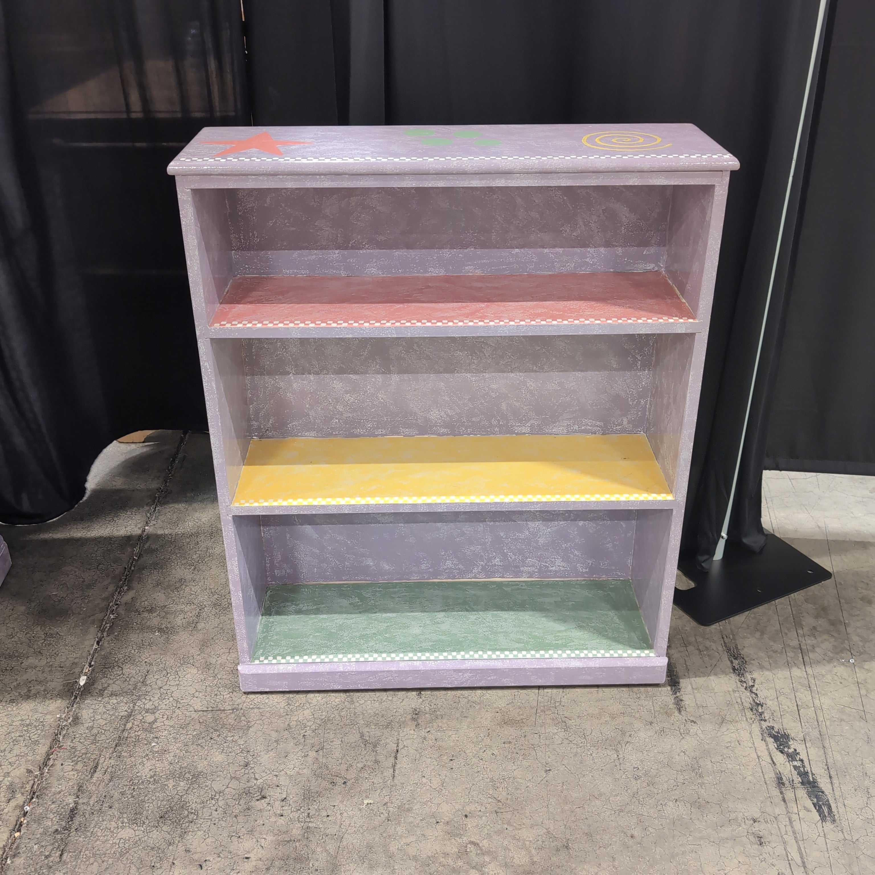 Lavender Three-Shelf Bookcase with Colorful Shelves