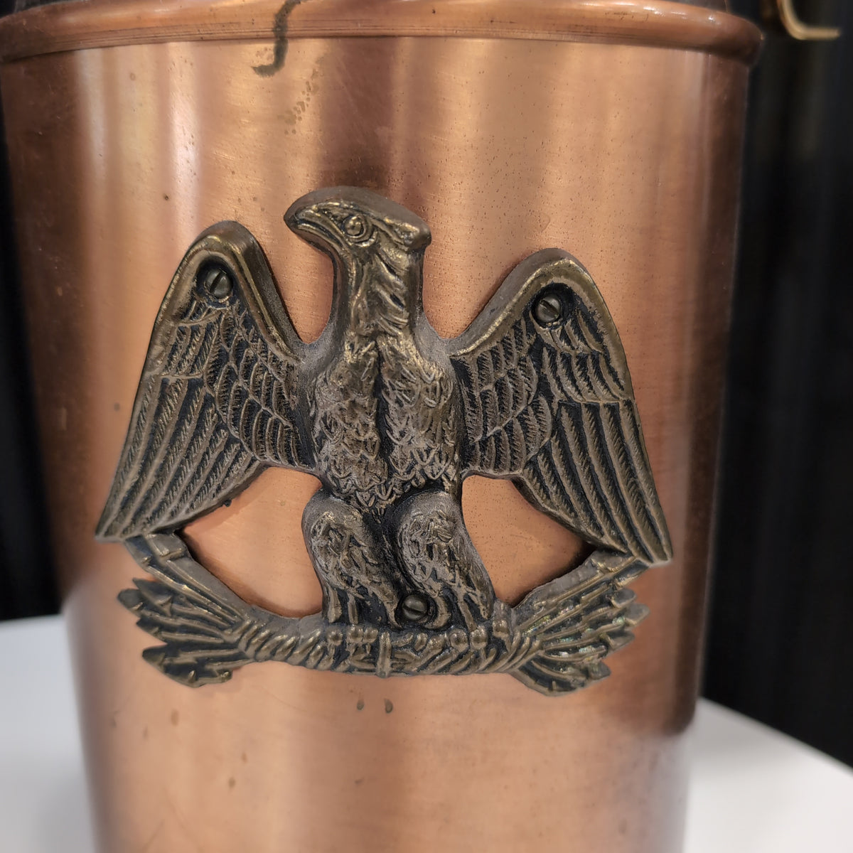 Copper Eagle Emblem Table Lamp with Fabric Shade