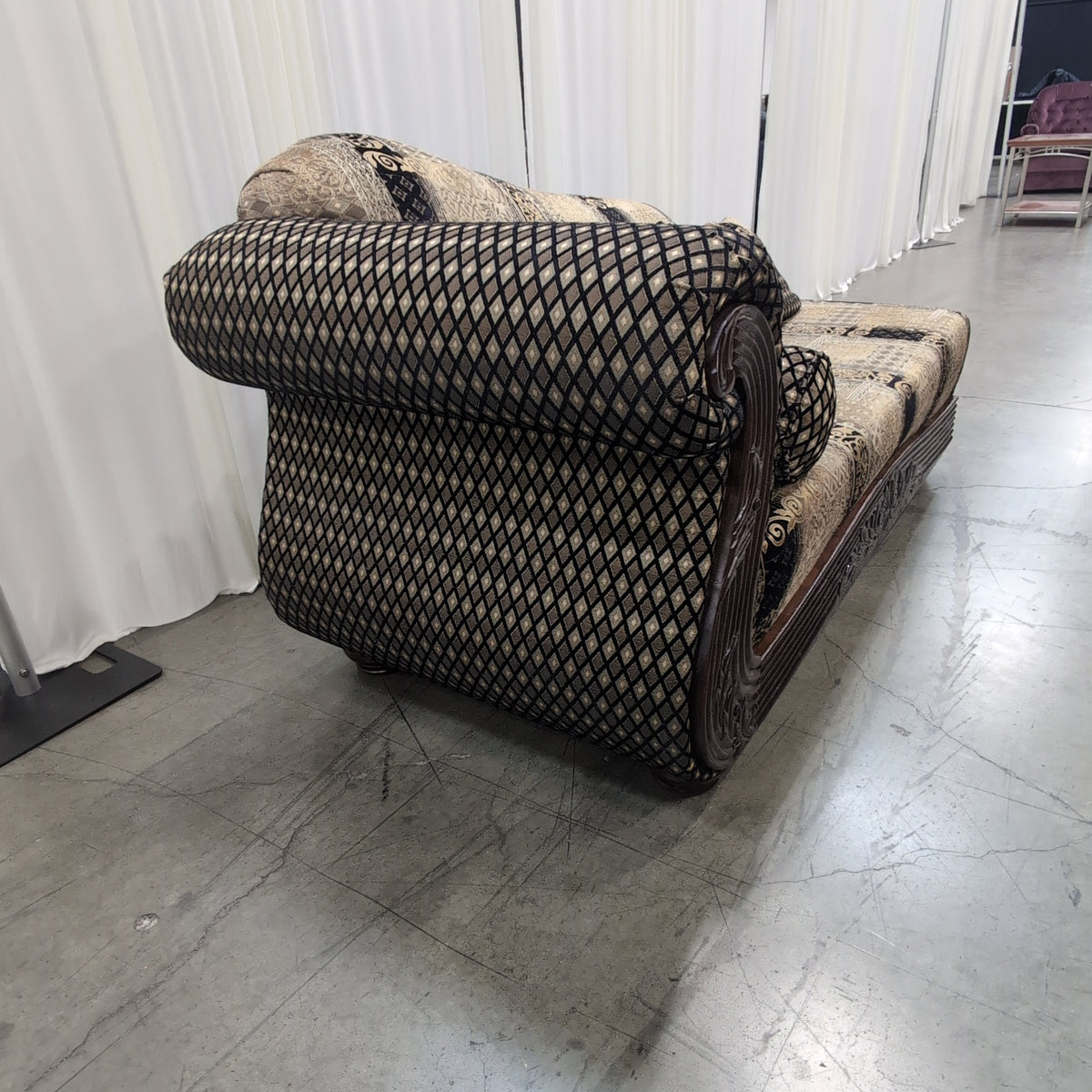 Patterned Fabric L-Shaped Sectional Couch