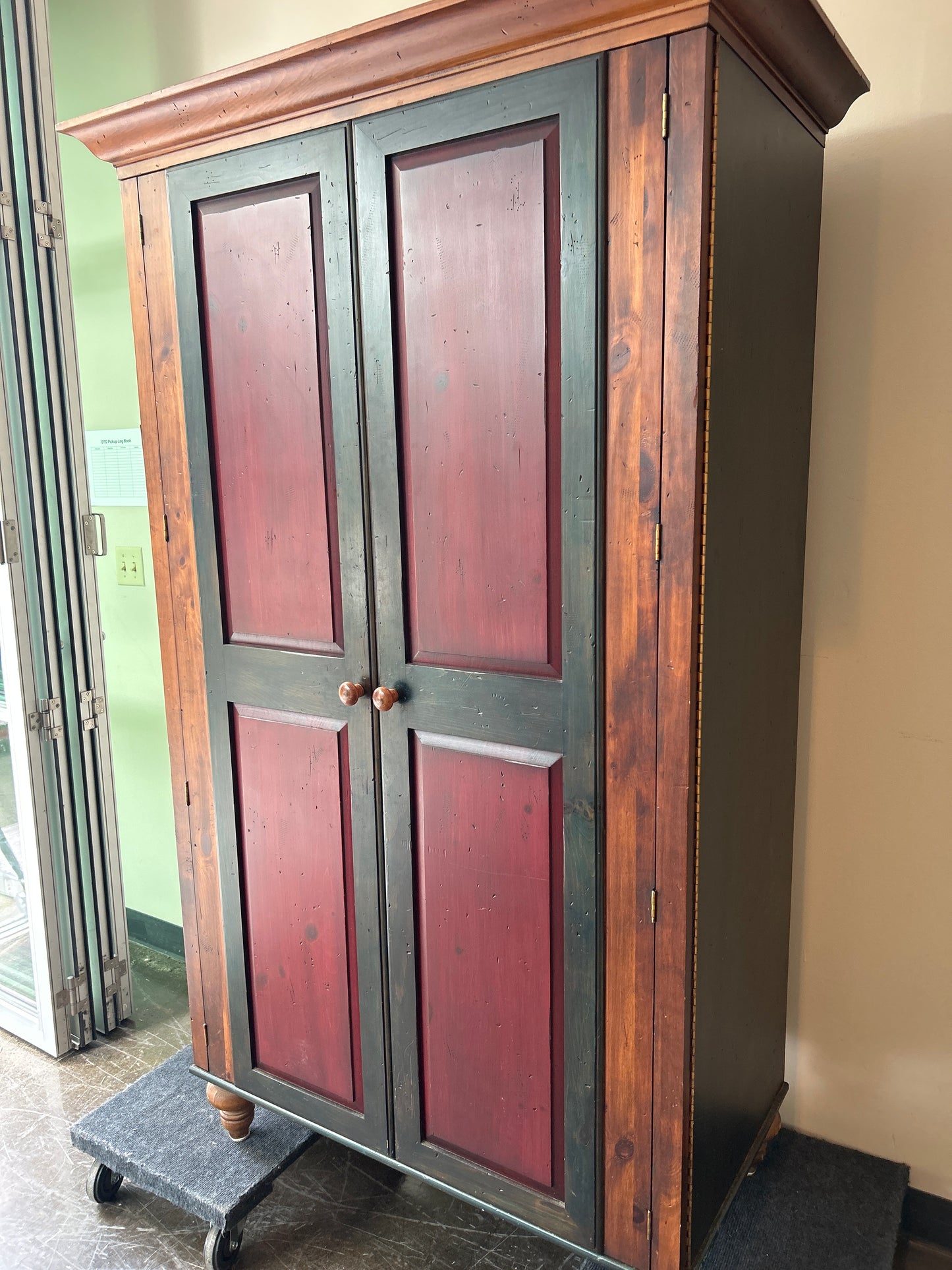 Red and Green Media Cupboard
