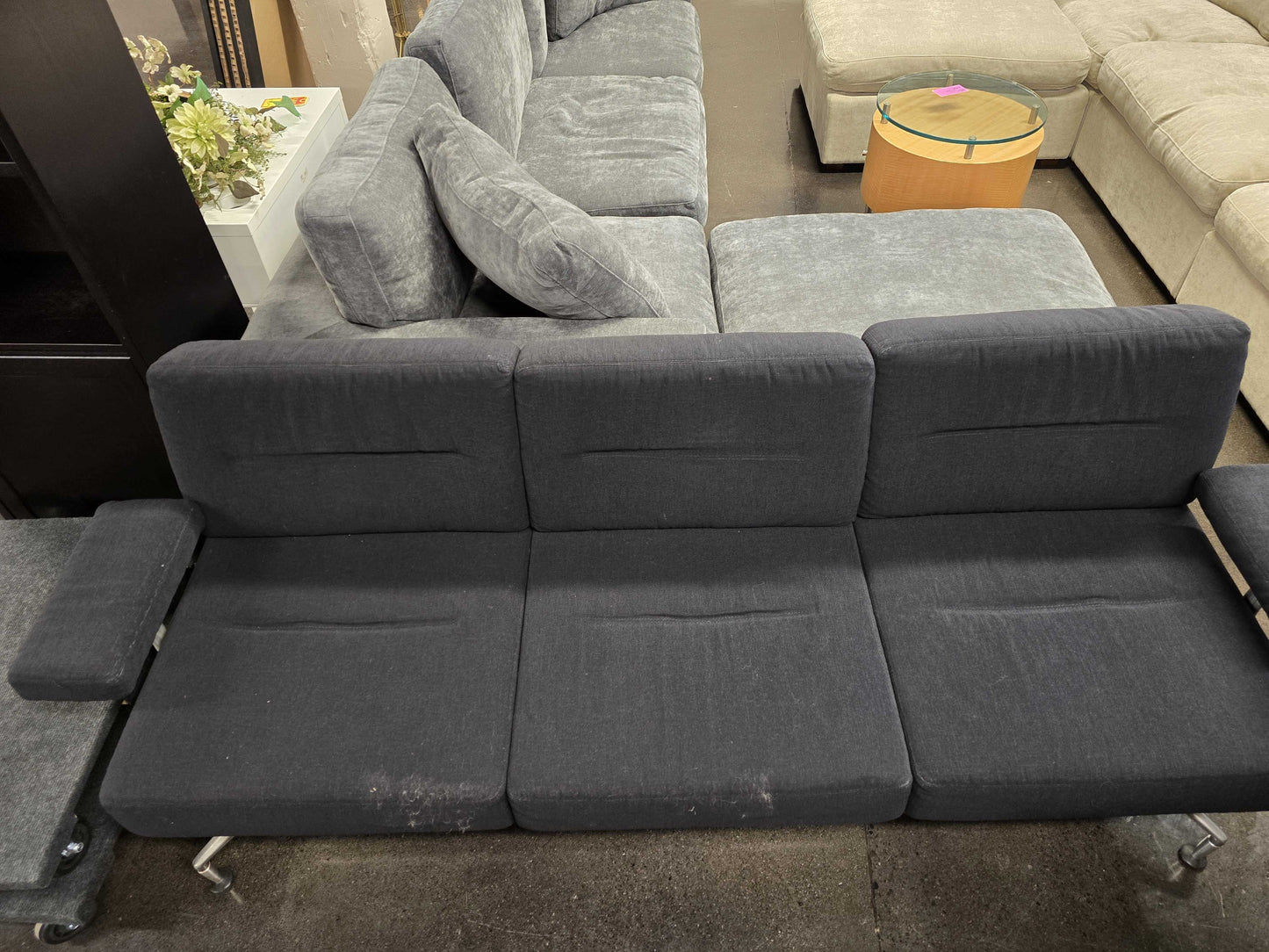 Navy Grey 3-Seat Couch