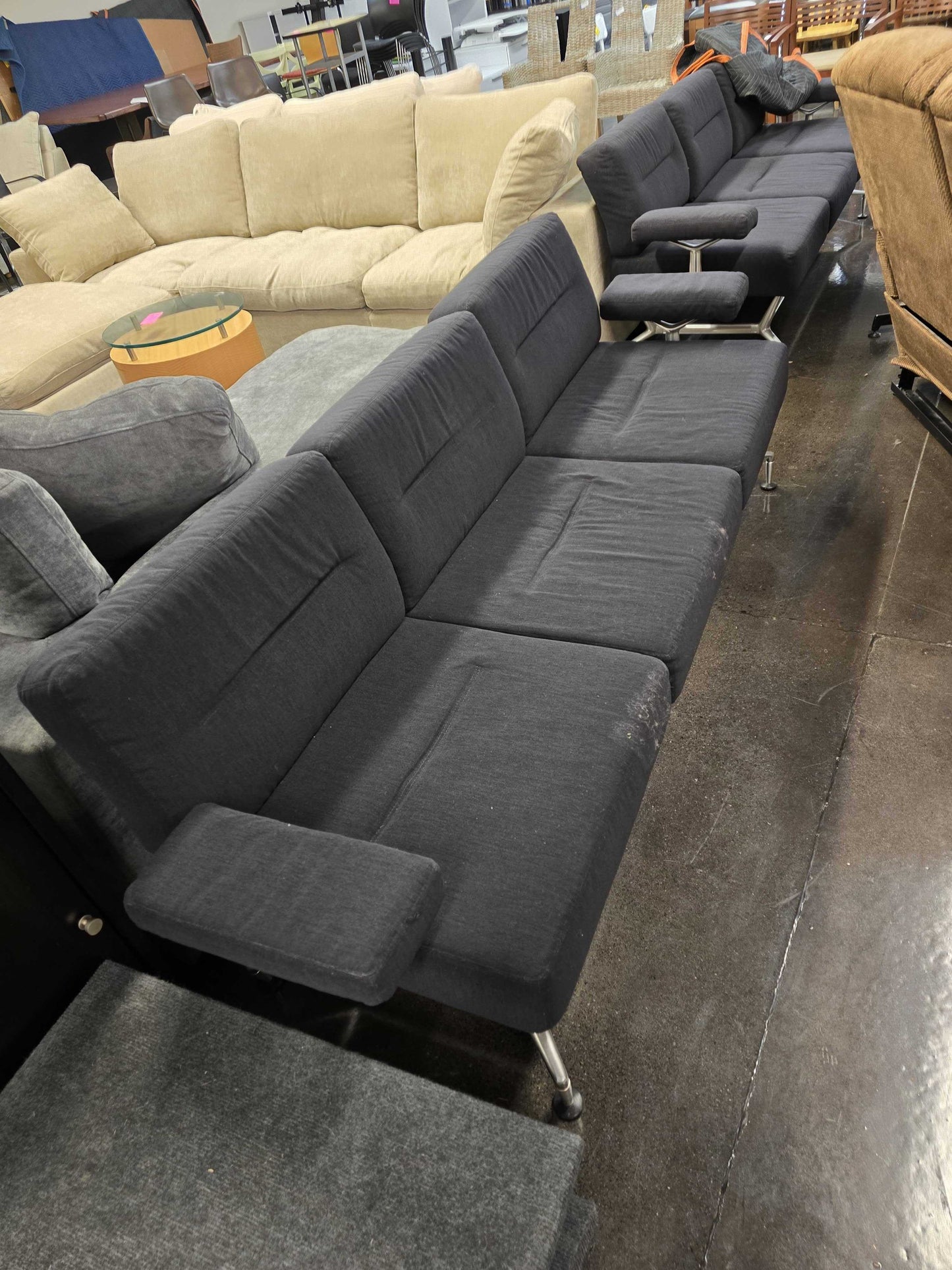 Navy Grey 3-Seat Couch