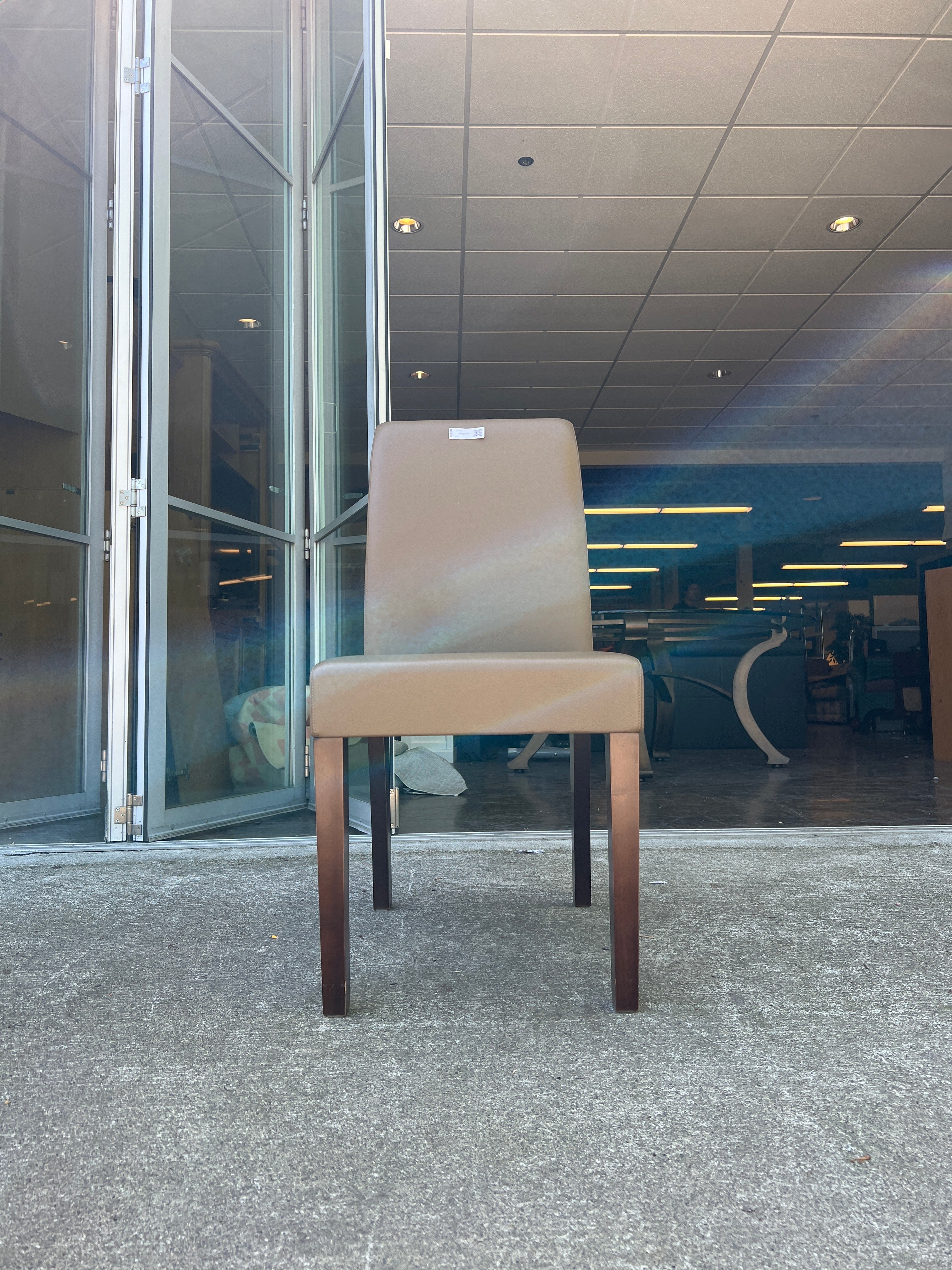 Hugues Chevalier Brown Leather Dining Chair
