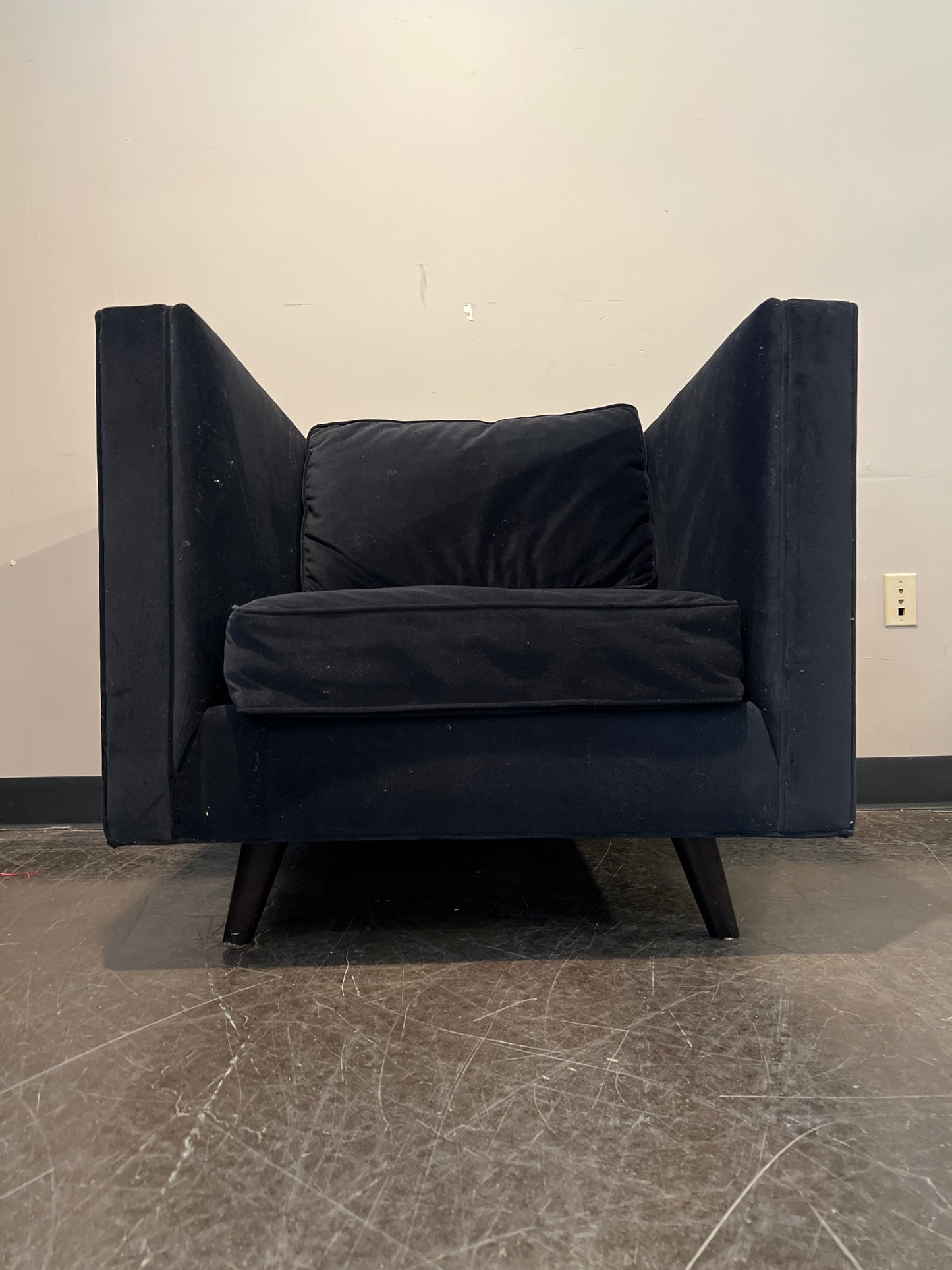 Mid-Century Modern Dark Upholstered Armchair