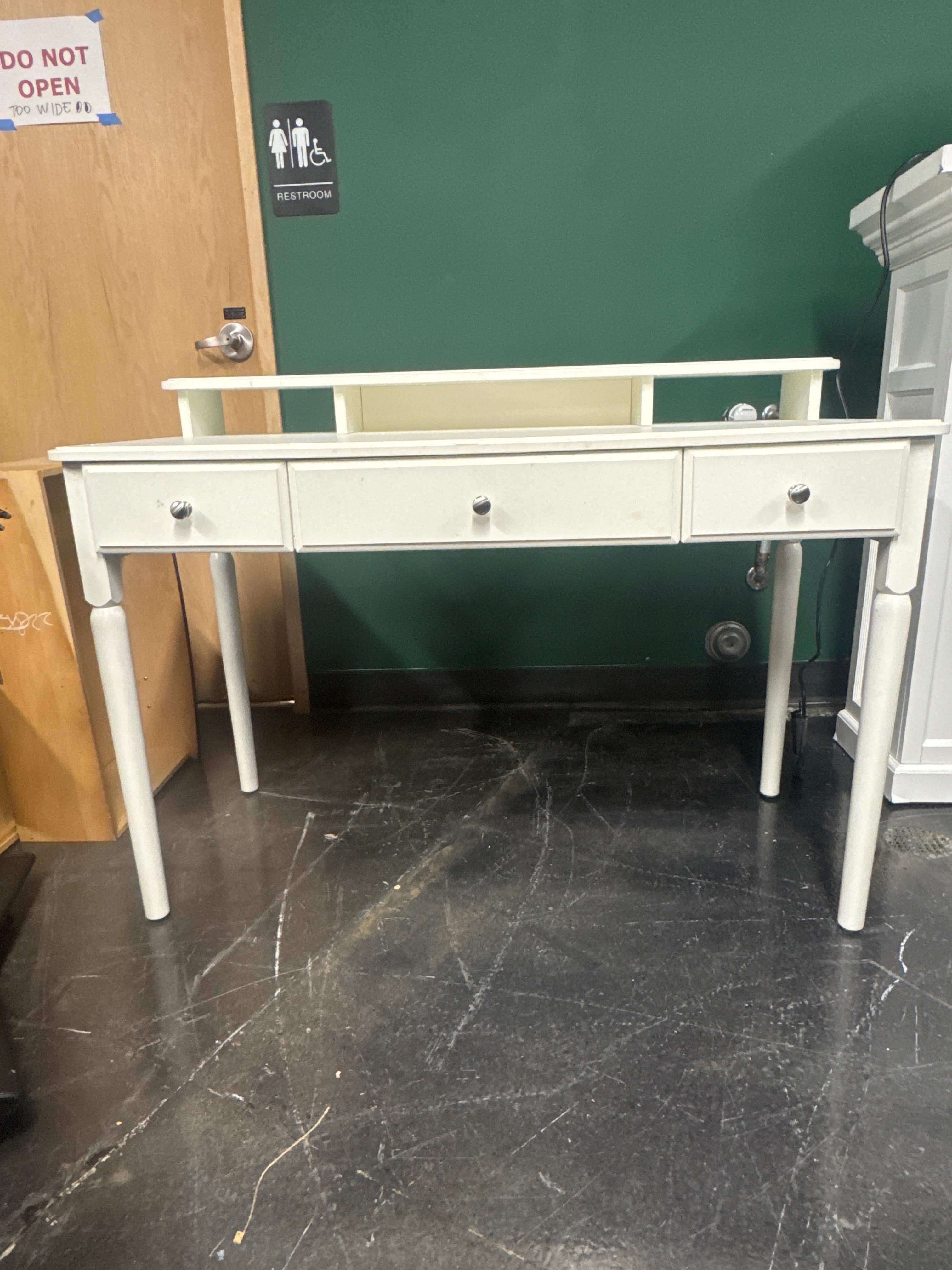 White Wood Writing Desk with Drawers