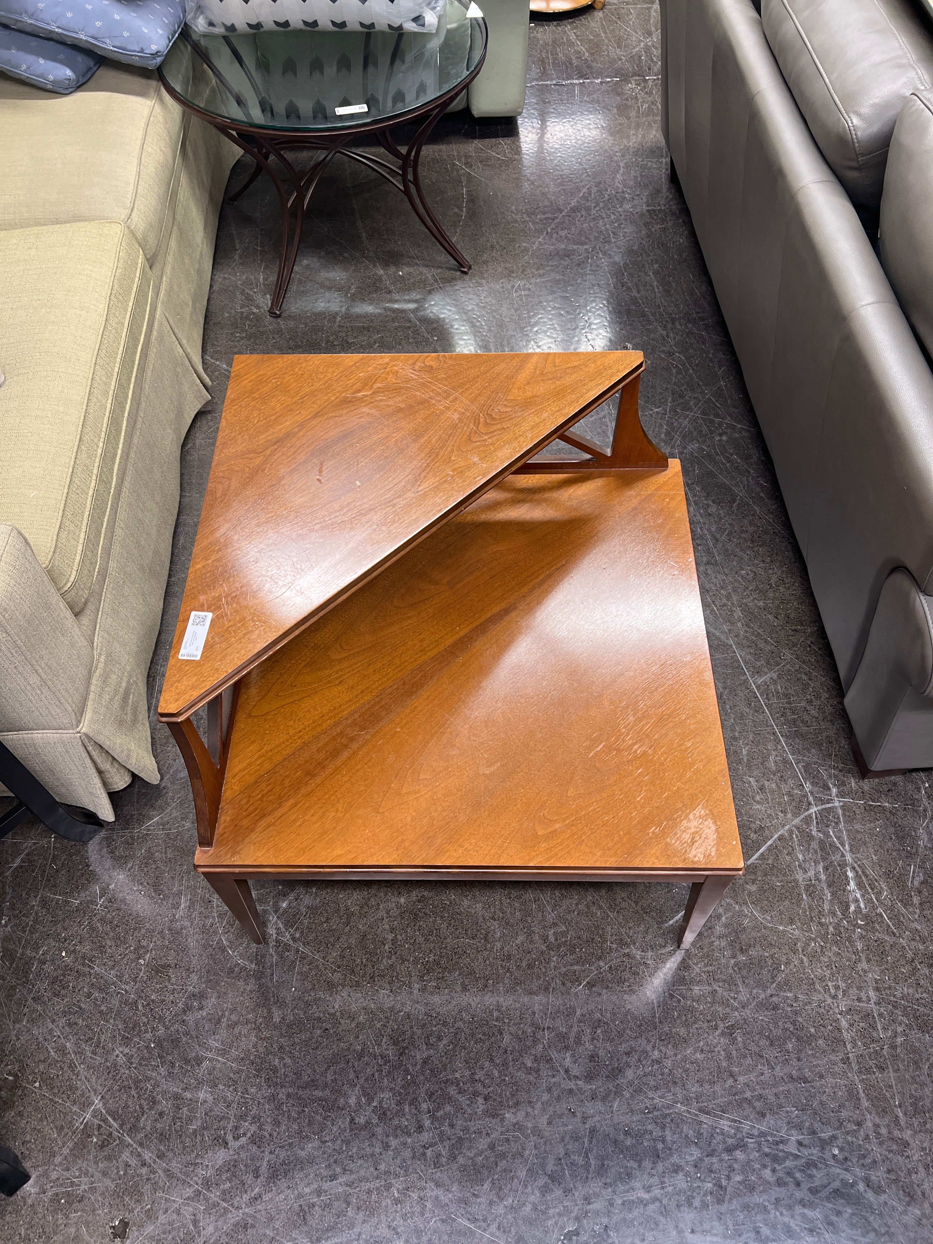 Mid-Century Wood Side Table with Magazine Shelf