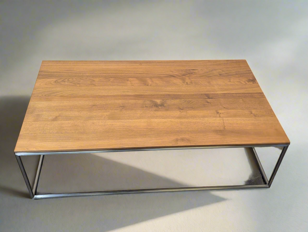 Metal and Wood Rectangle Coffee Table