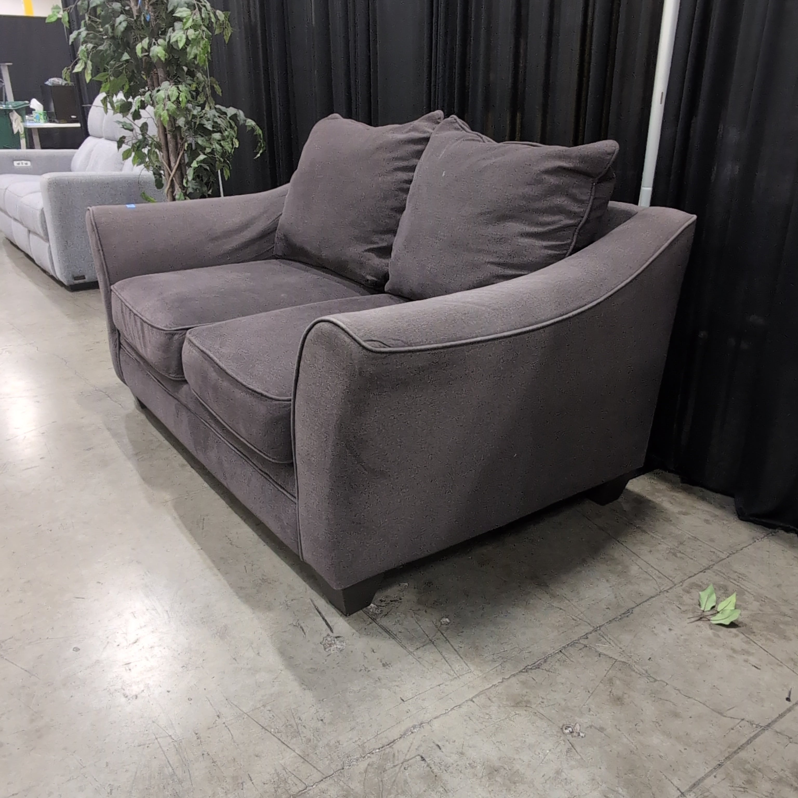 Textured Grey Fabric Loveseat