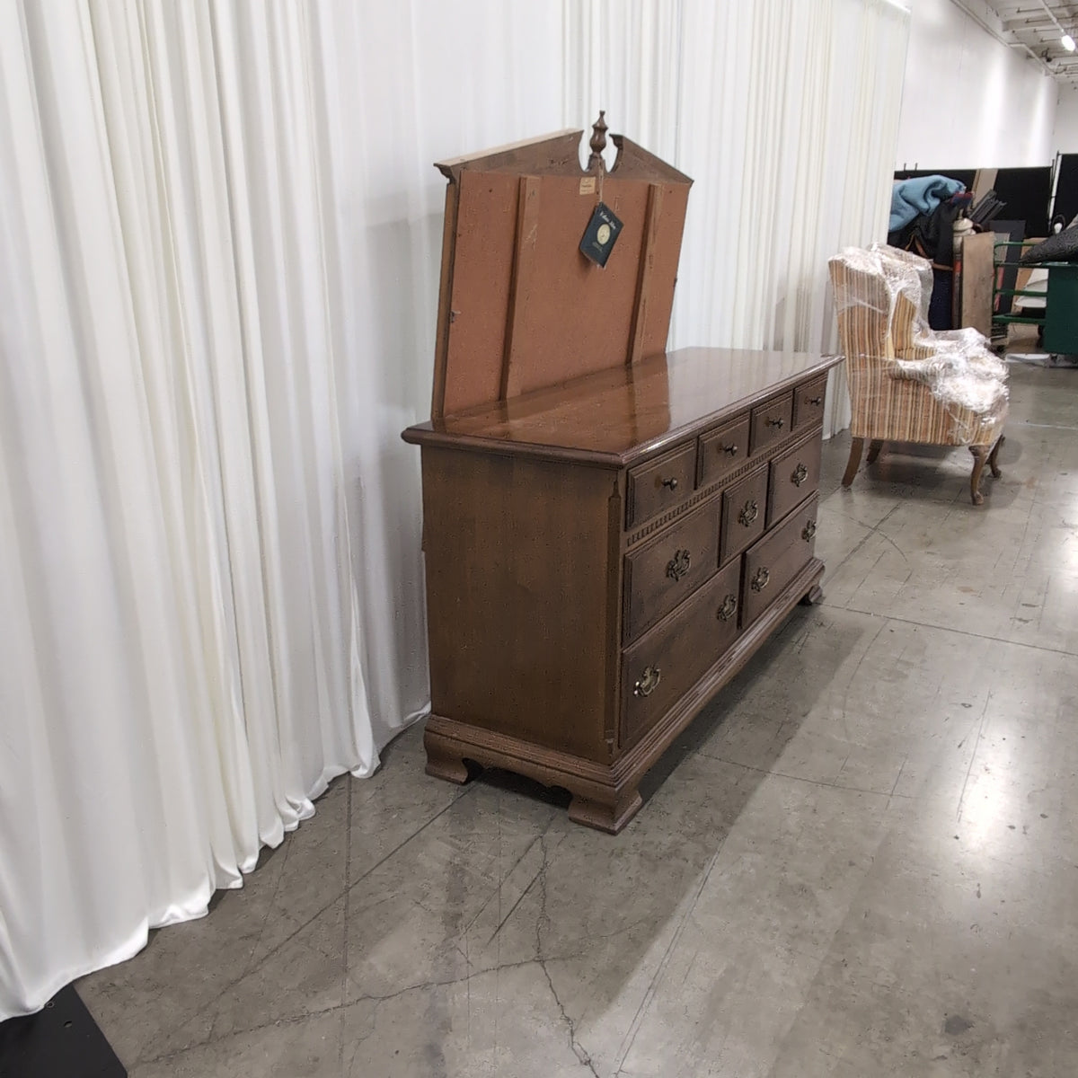 PEDIMENT M Traditional Brown Wood Dresser with Ornate Hardware