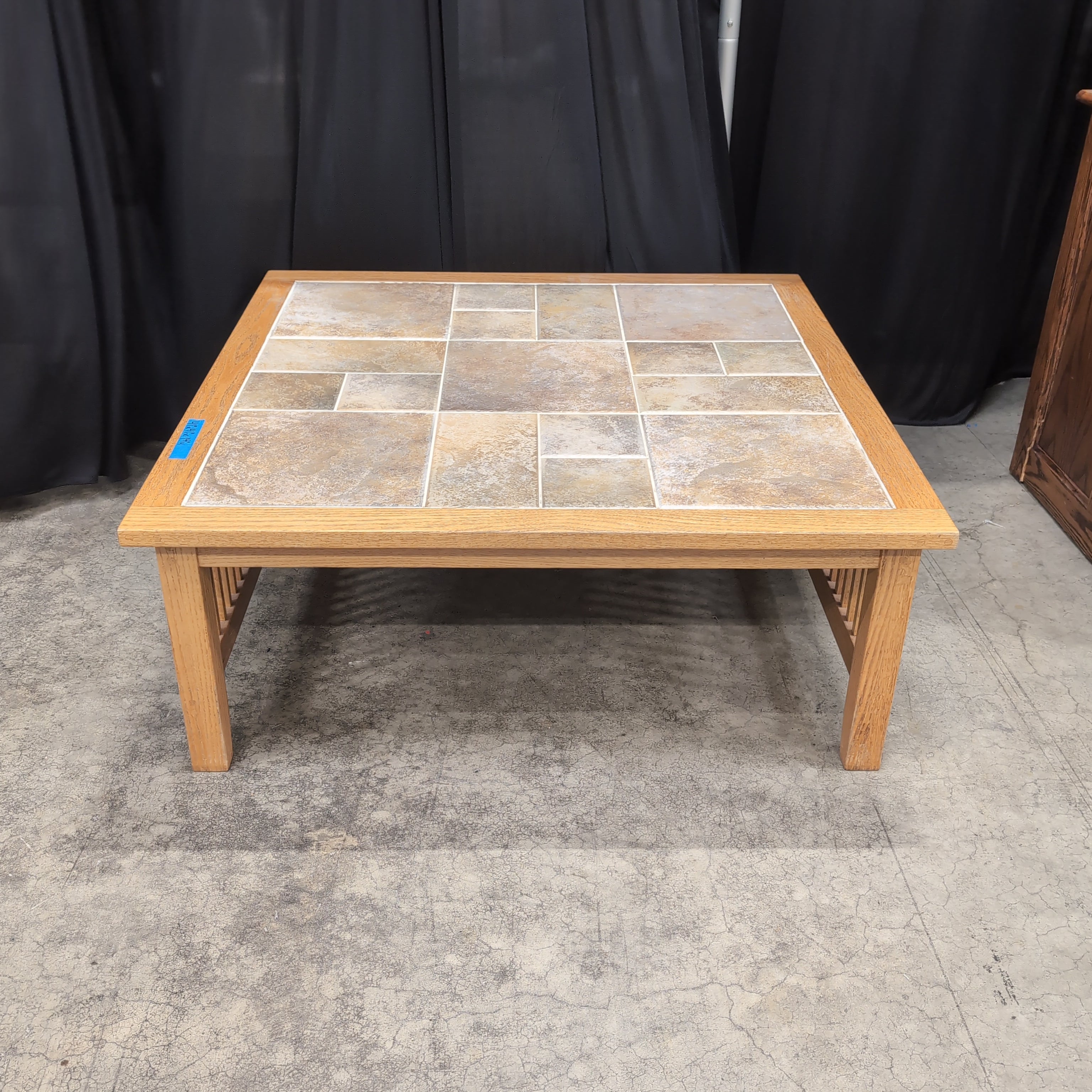 Mission Style Wood Coffee Table with Tile Top