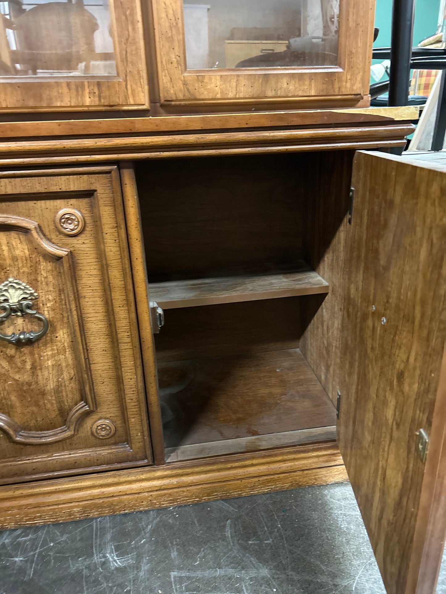 Glass two shelf hutch