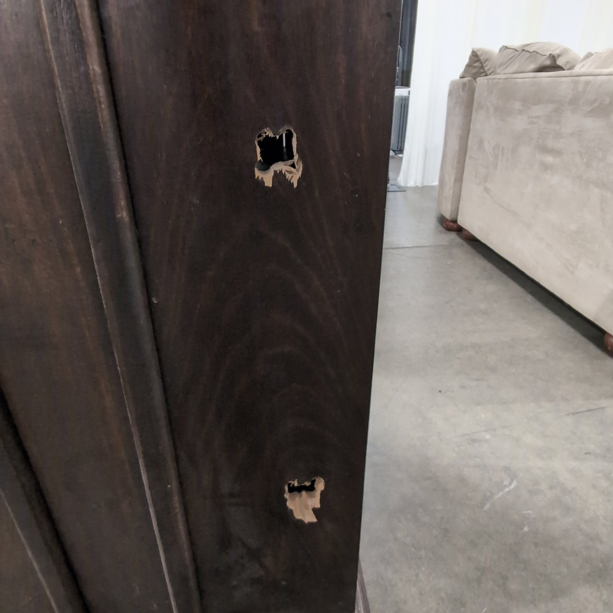 Dark Wood Buffet with Ornate Metal Doors