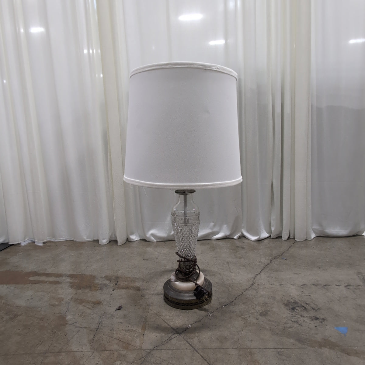 Clear Cut Glass and Bronze Table Lamp