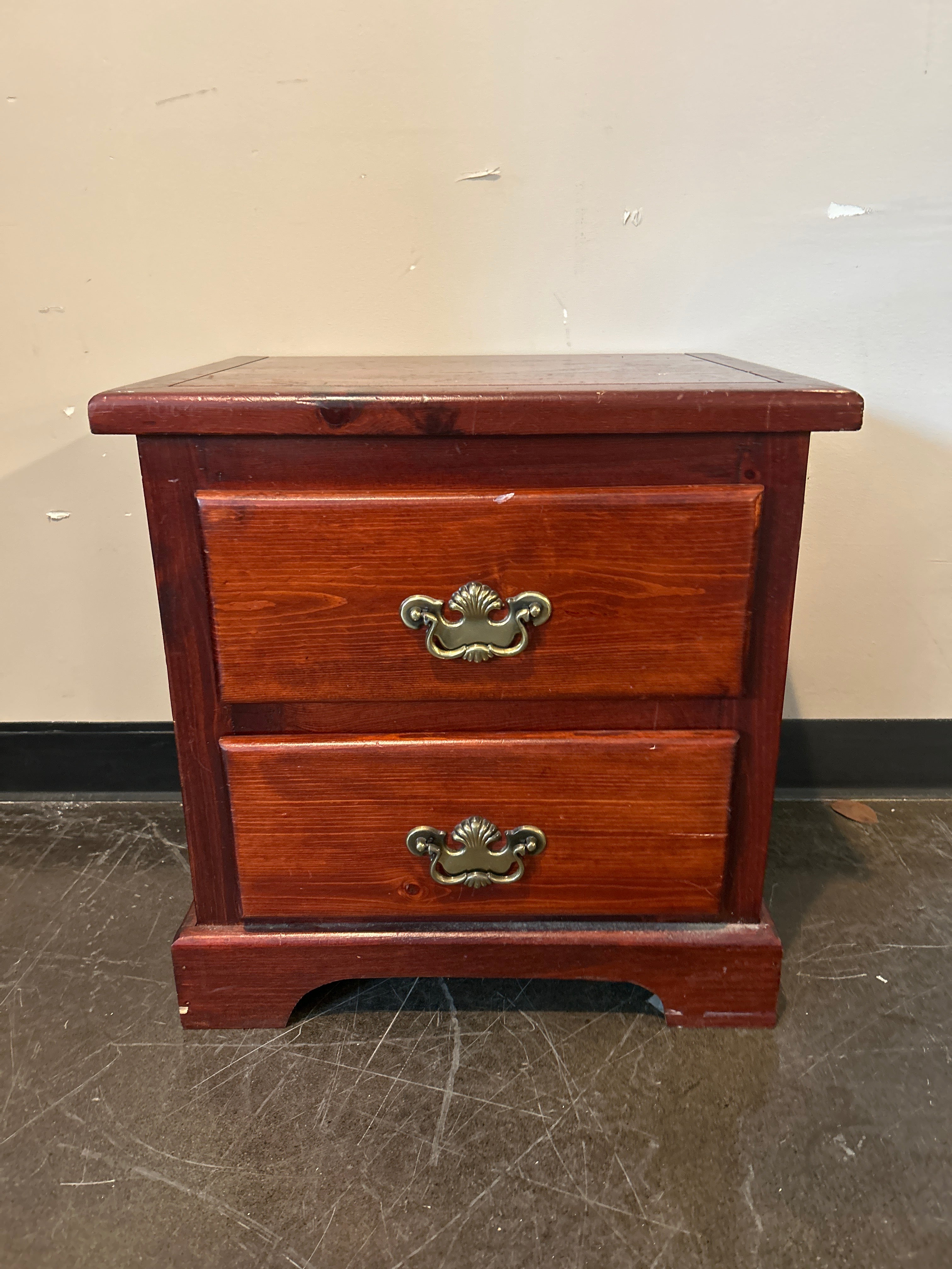 Rich Mahogany Two-Drawer Nightstand