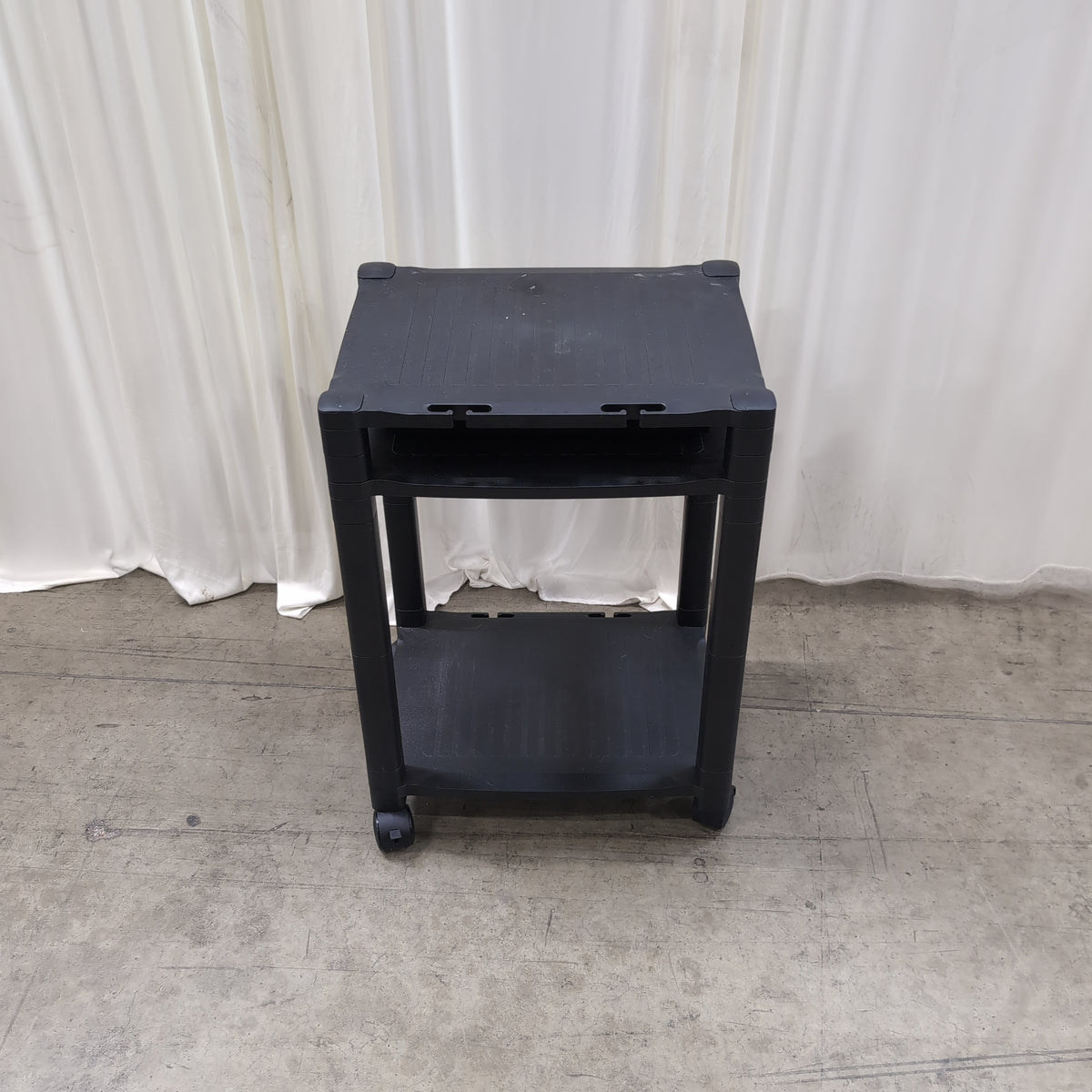 Black Three-Tier Plastic Rolling Cart