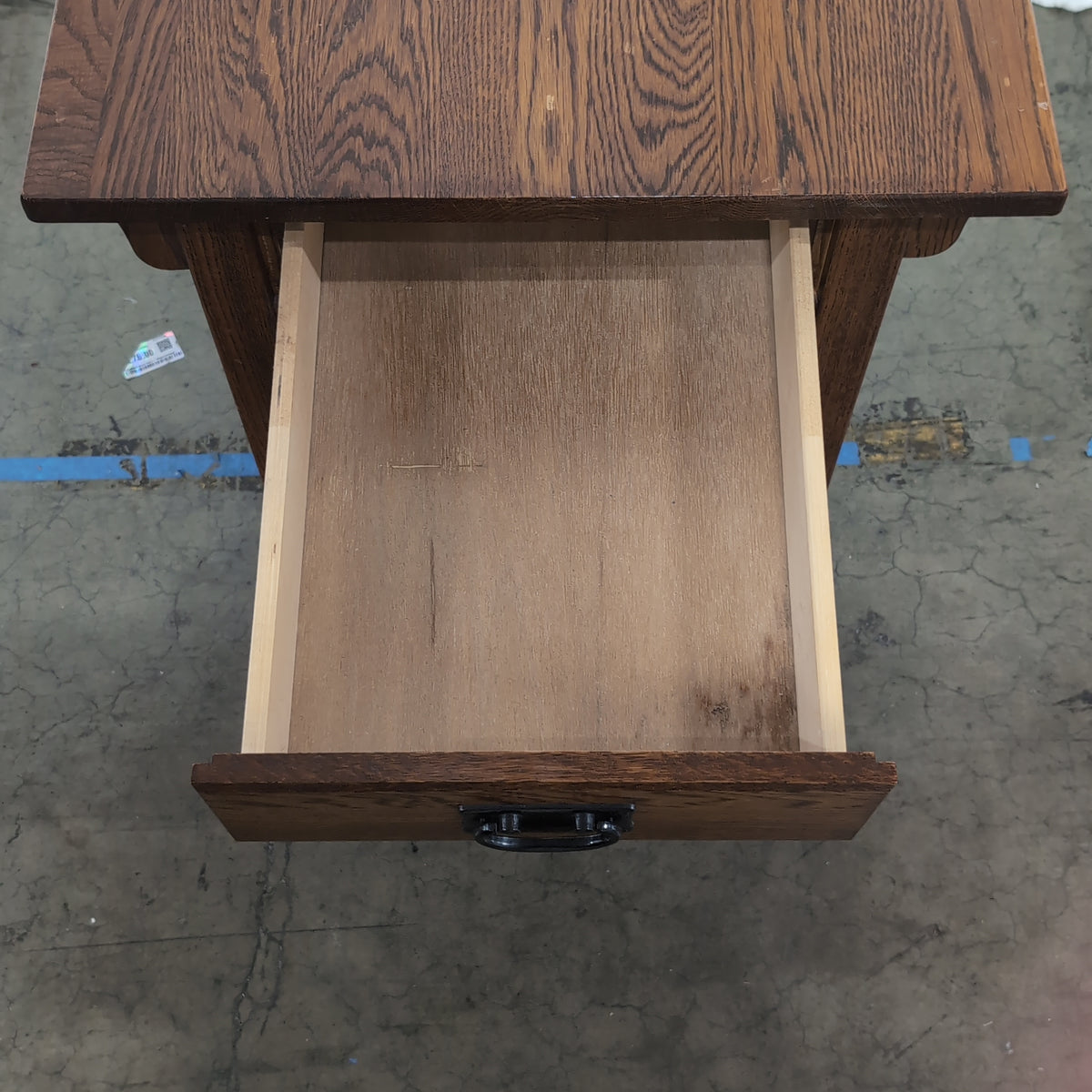 Mission Style Wood End Table with Drawer and Shelf