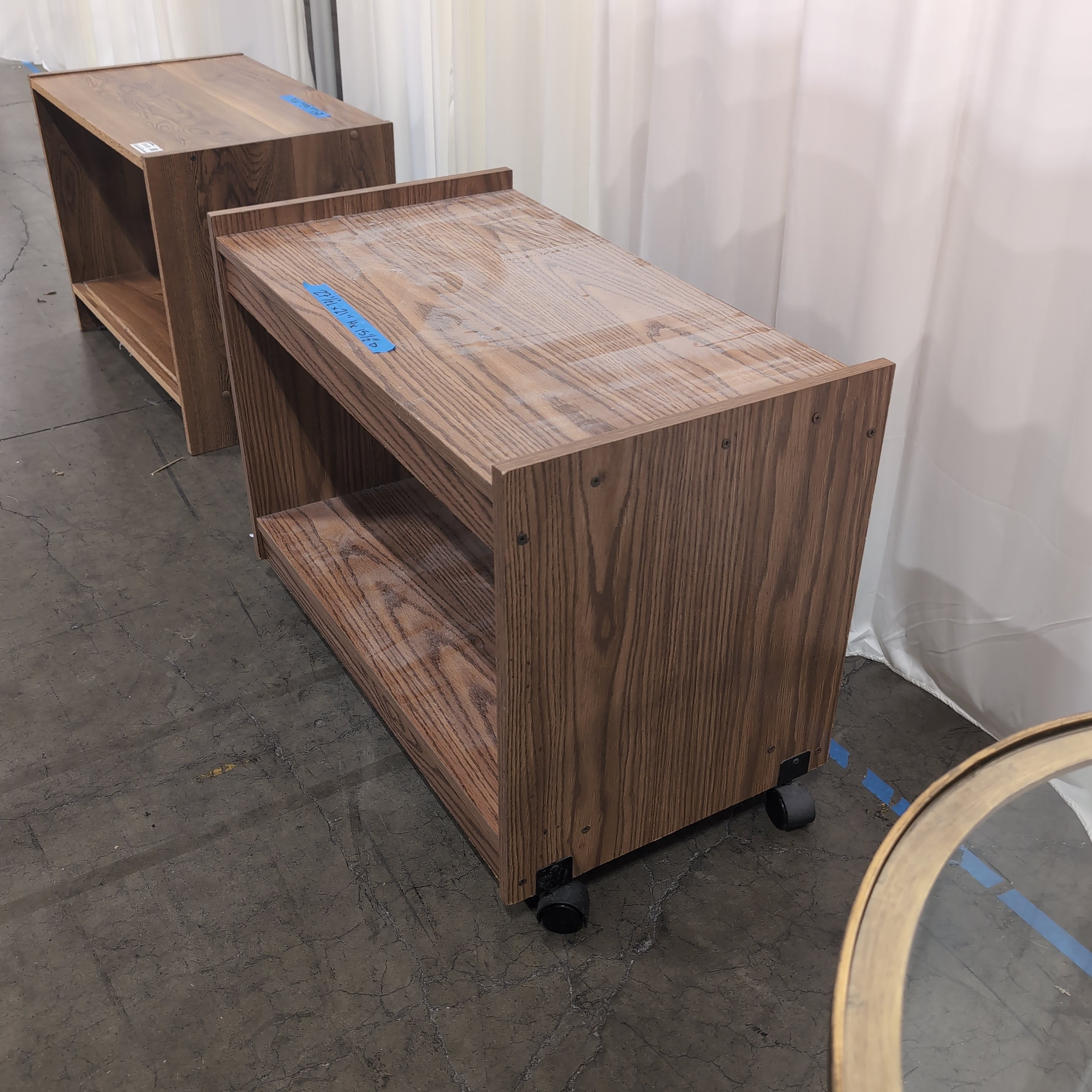 Oak Finish Open Shelf TV Stand