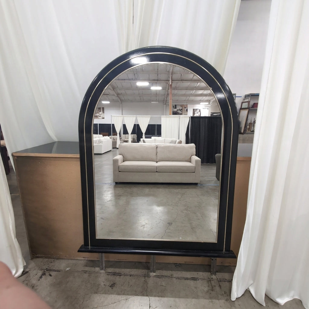 Black Glossy Six-Drawer Dresser with Mirror