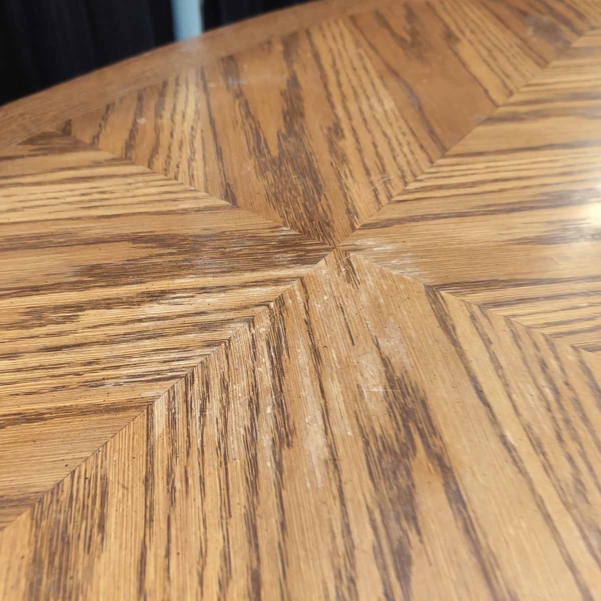 Oak Oval Coffee Table with Parquet Top