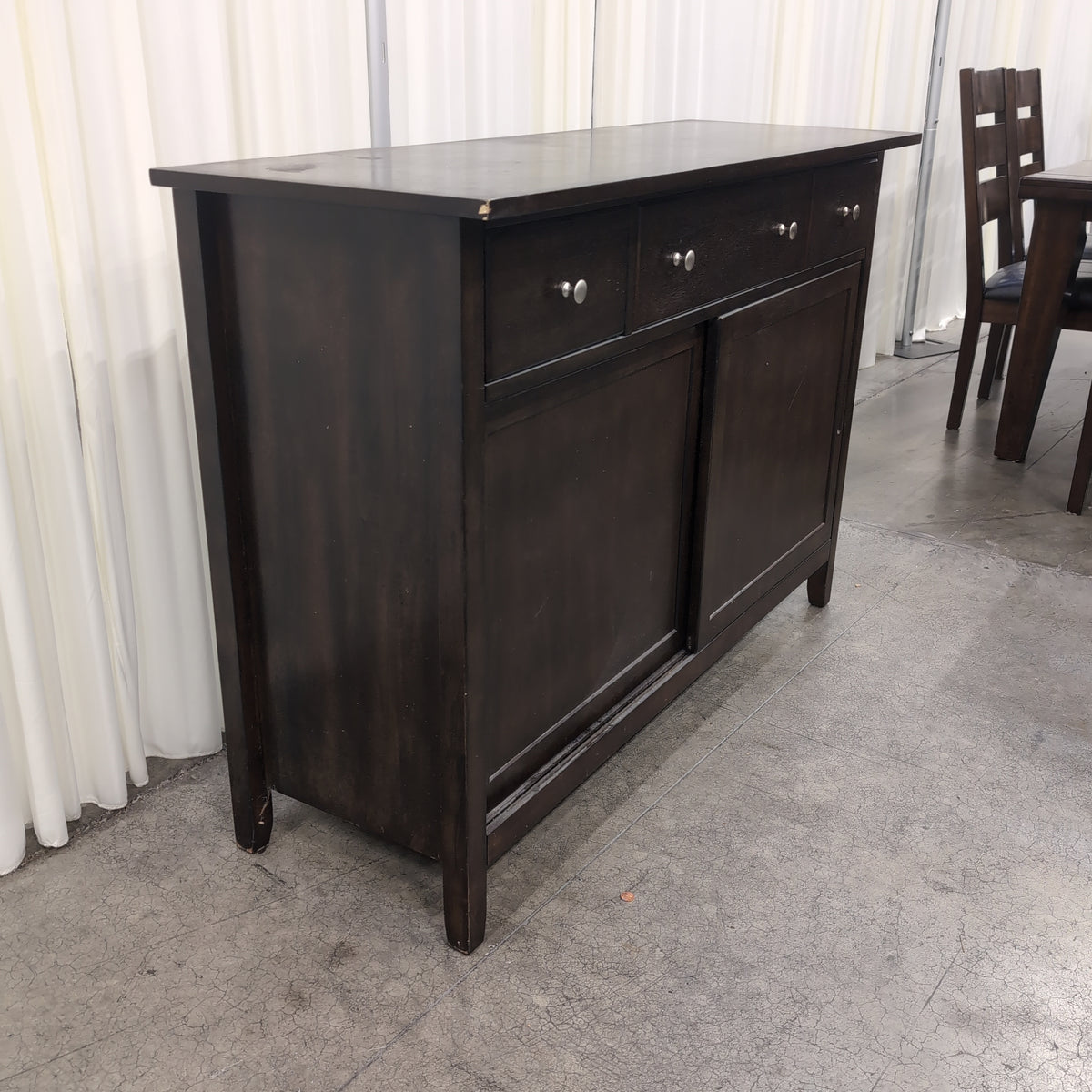 Dark Brown Wood Buffet with Sliding Door