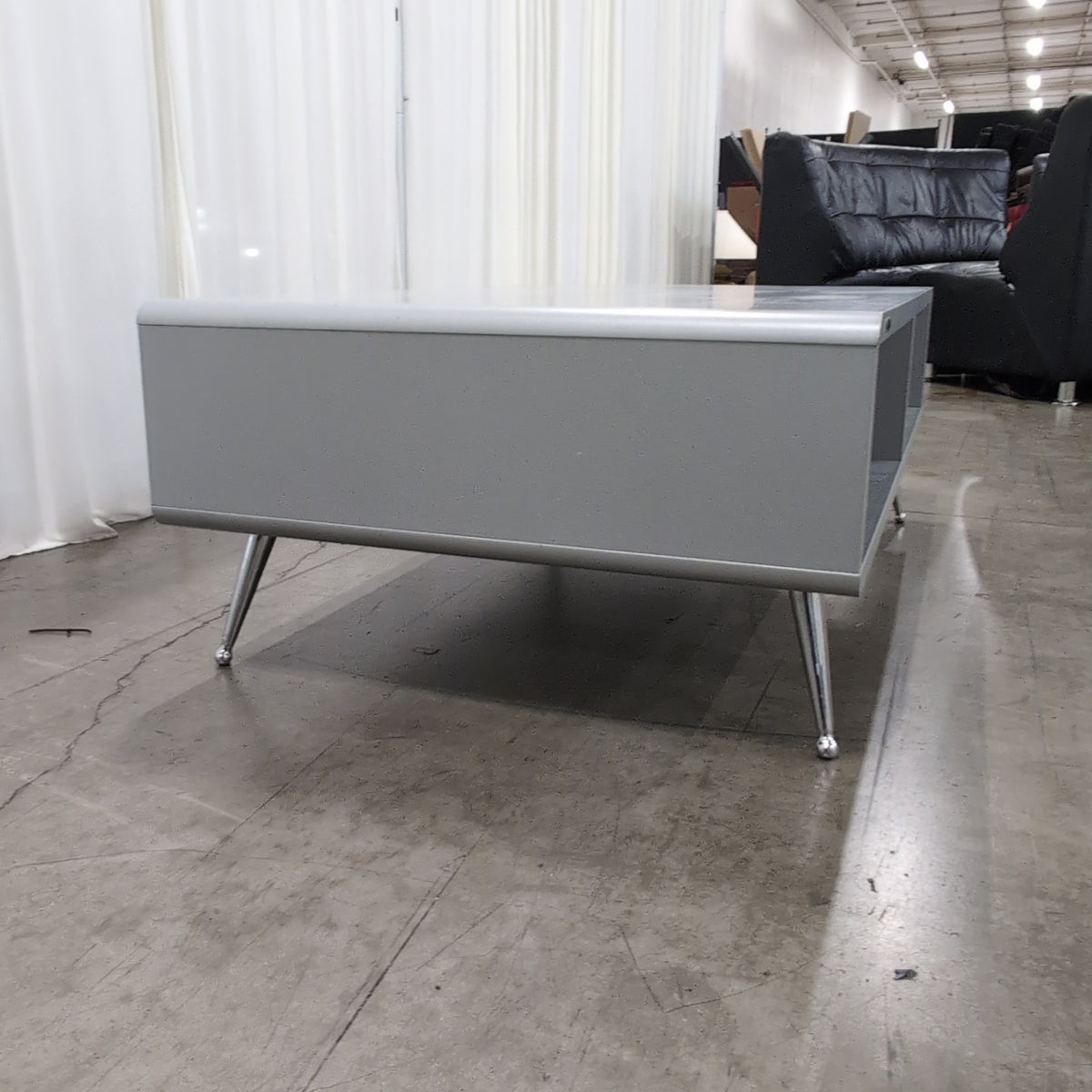 Light Gray Modern Coffee Table with Open Storage
