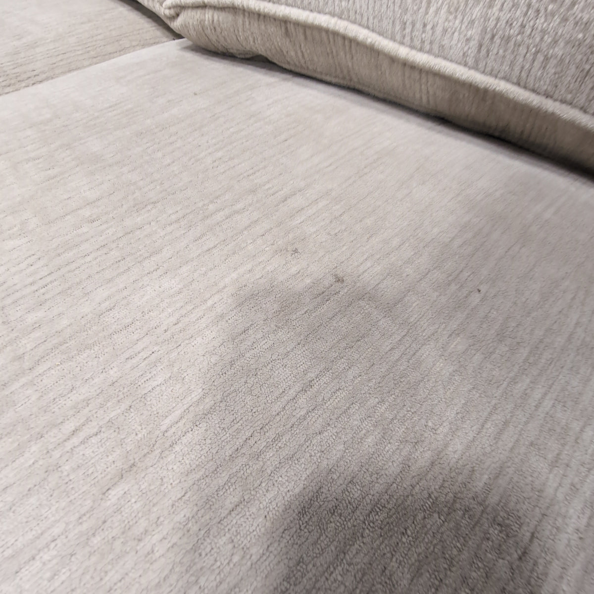 Light Beige Textured Fabric Sectional Couch with Rolled Arms