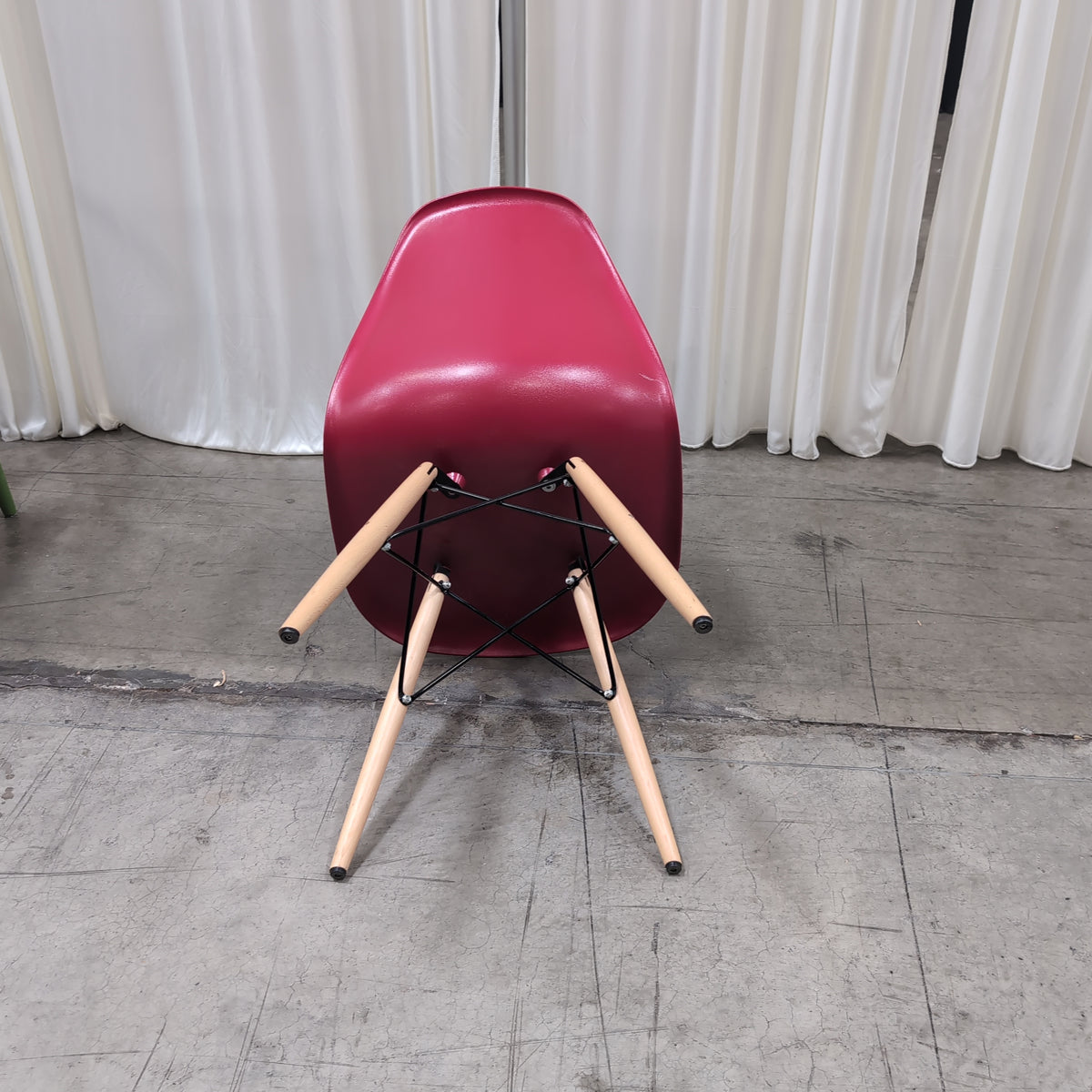 Mid-Century Style Red Dining Chair with Wood Legs